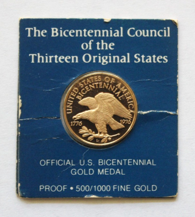 Franklin Mint Official U.S. Bicentennial Gold Medal Proof .500 Fine Gold