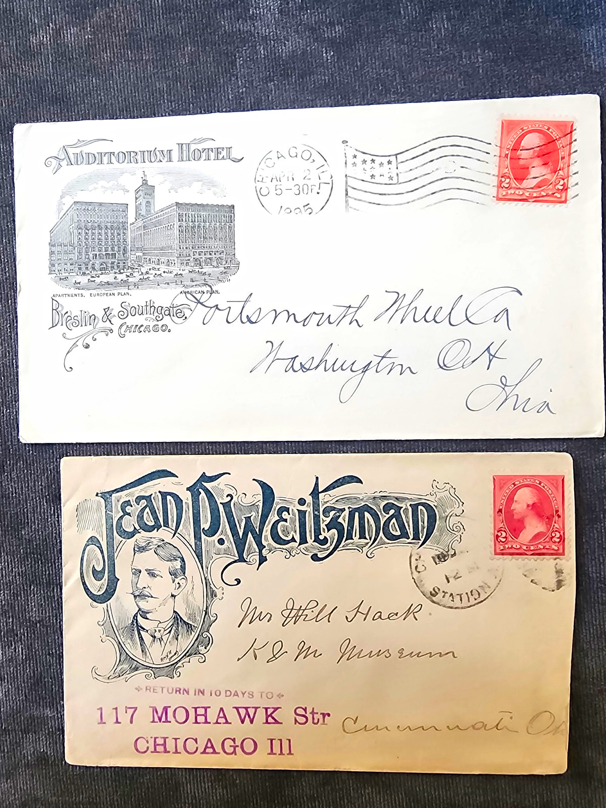 Lot of 2 Advertising Covers - Chicago IL 2c Washington Stamps Lot of 2 Advertising Covers - Chicago IL 2c Washington Stamps