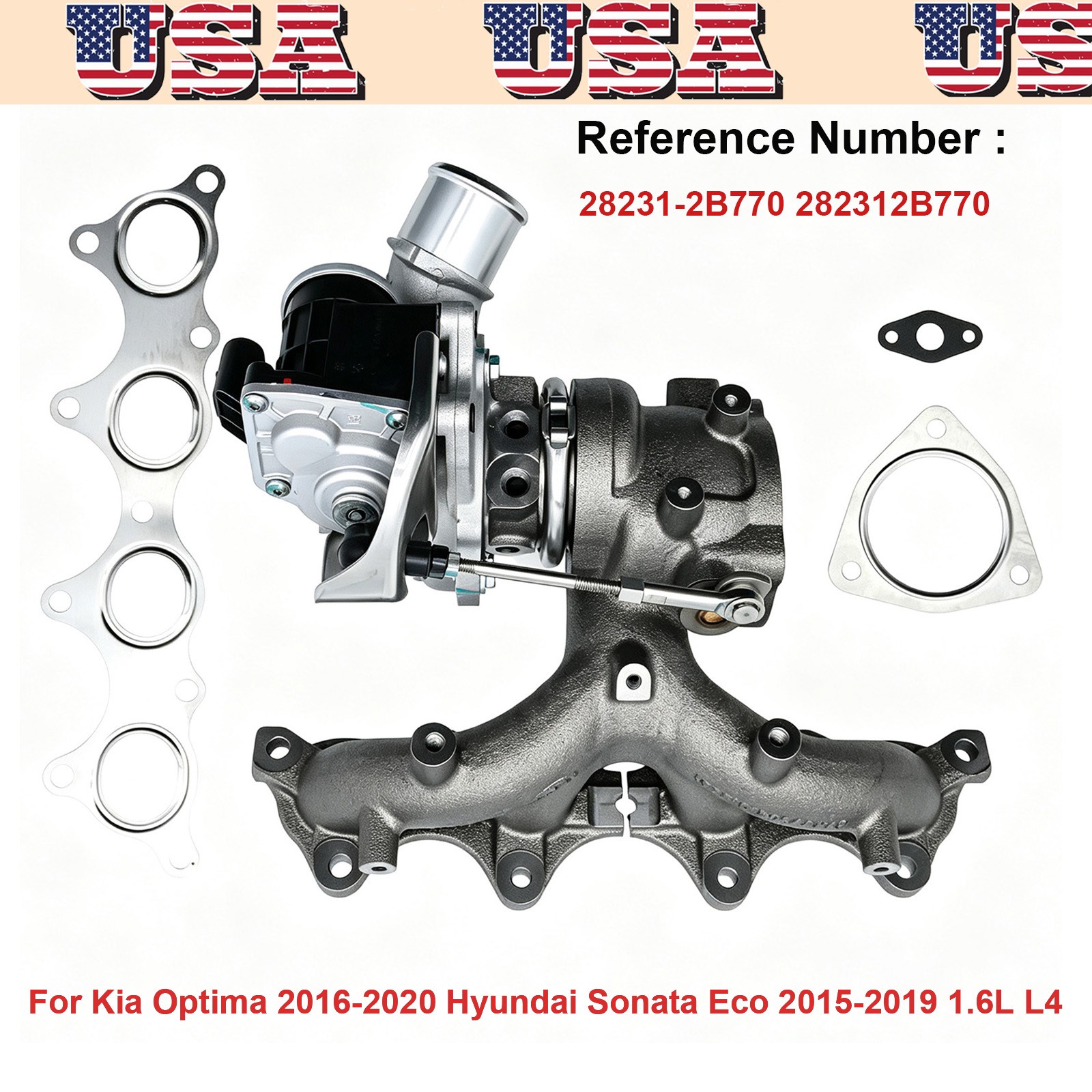 New For Hyundai Sonata Eco 15-19 Kia Optima 16-20 1.6L L4 Turbo Turbocharger USA