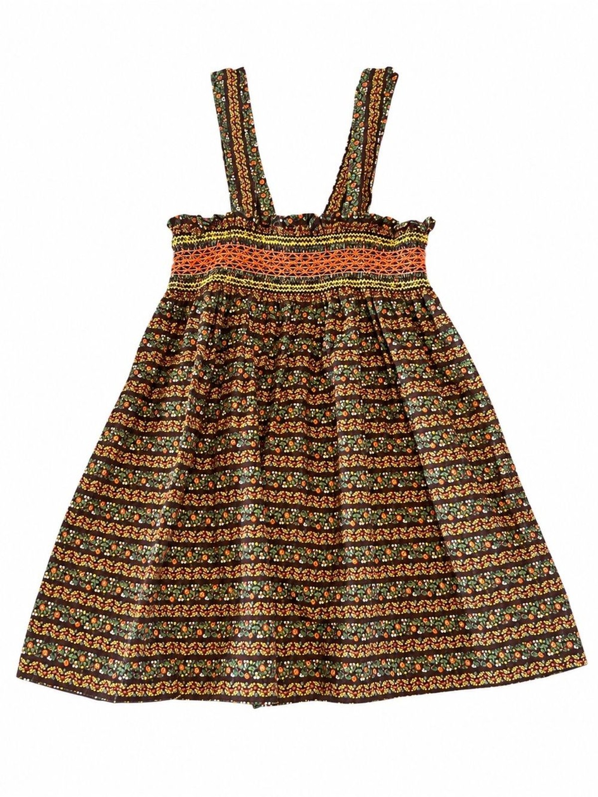 Vintage Made in USA Girls 6X Floral Smocked Jumper Dress Prairie 100% Cotton Vintage Made in USA Girls 6X Floral Smocked Jumper Dress Prairie 100% Cotton