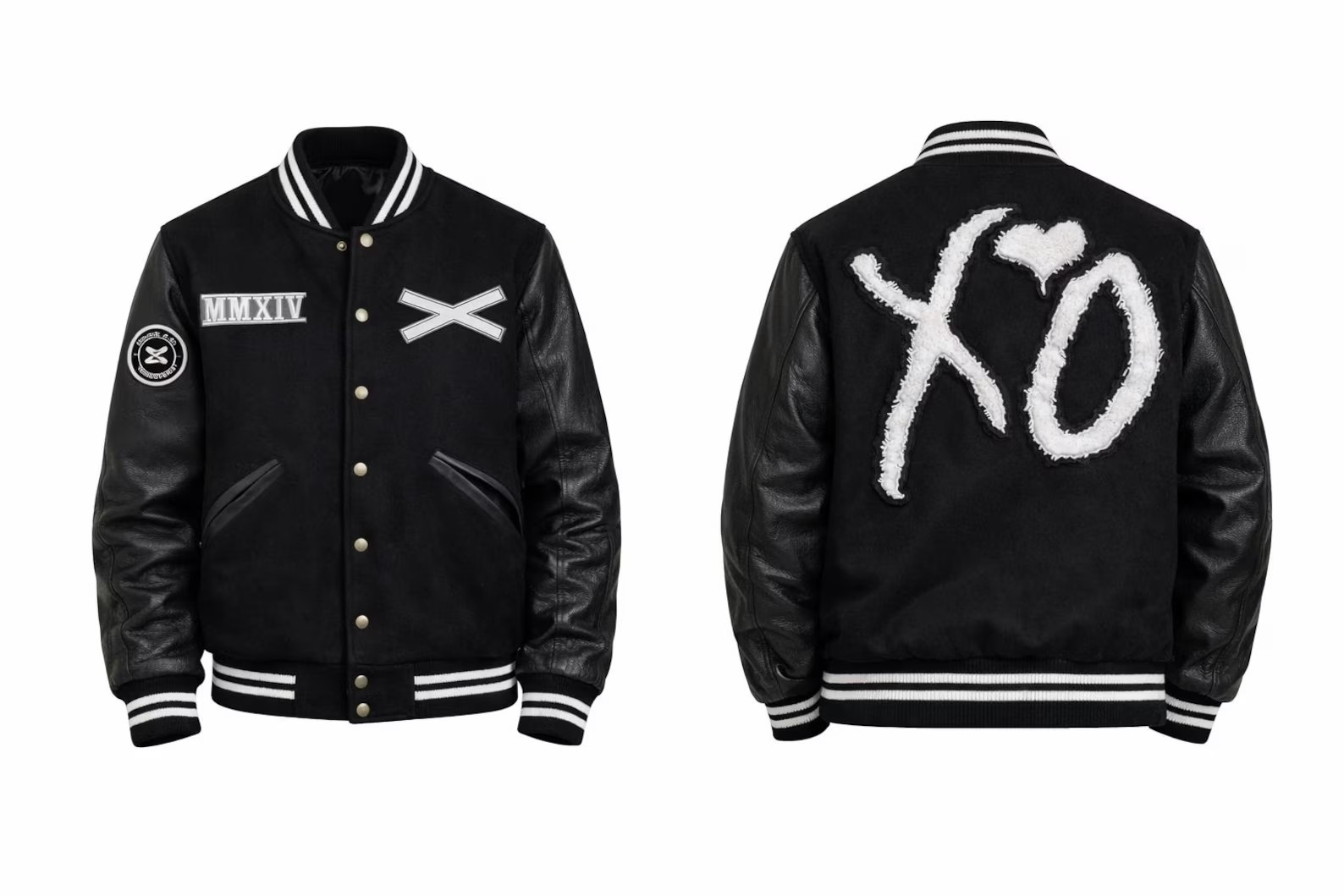 XO weeknd Style Varsity Jacket Leather Sleeves for Fans