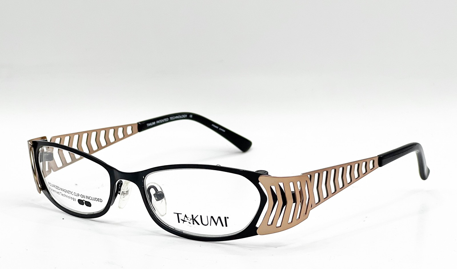 NEW TAKUMI T9745 90 BLACK/CARAMEL AUTHENTIC EYEGLASSES W/ CLIP 50-17