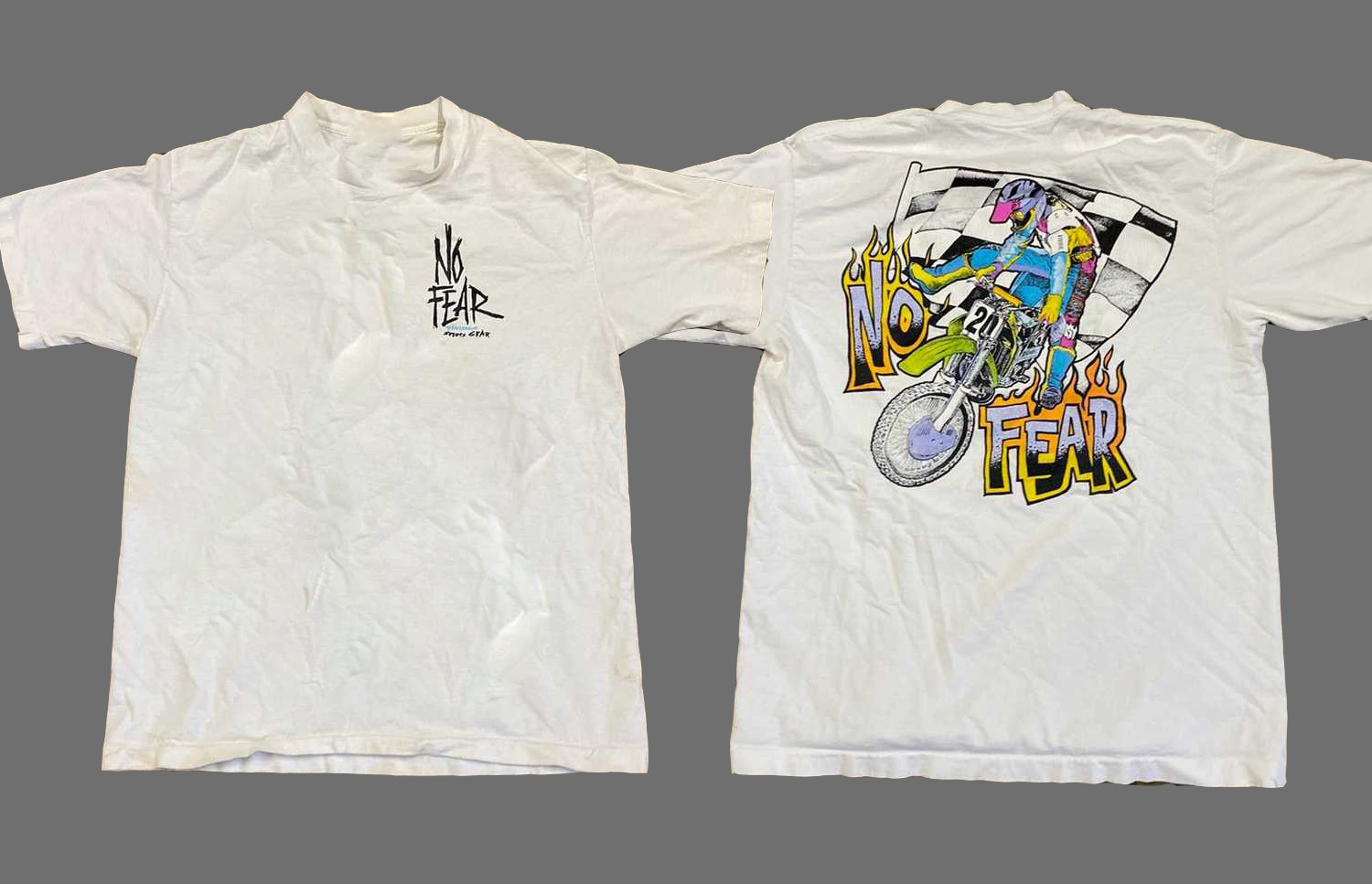 Vintage Styles Made In Usa × No Fear × Vintage 90’s No Fear Dirt Bike T-Shirt
