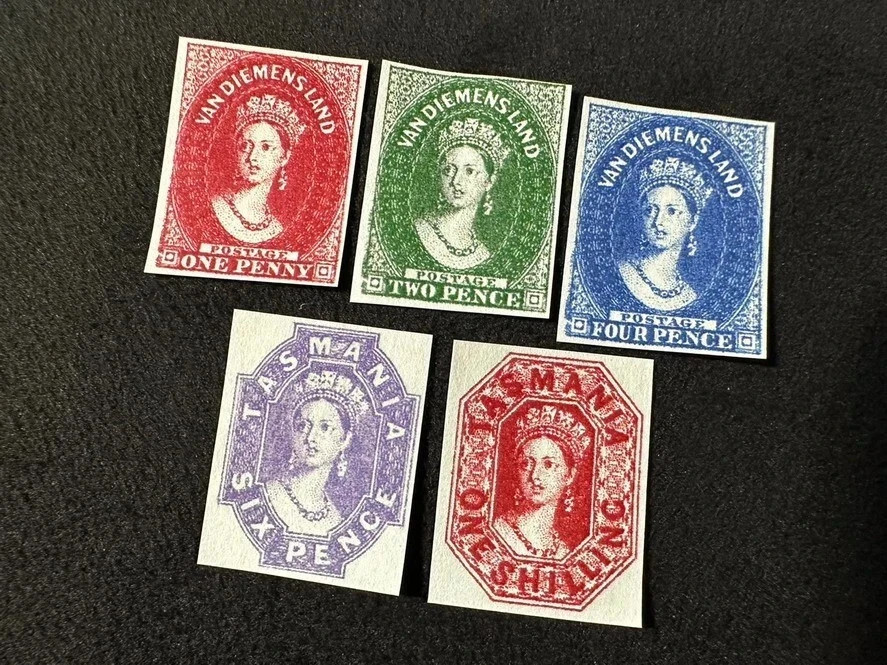 AUSTRALIA TASMANIA 1855-1858 QV Victoria Set MNH Reproduction Stamp sv