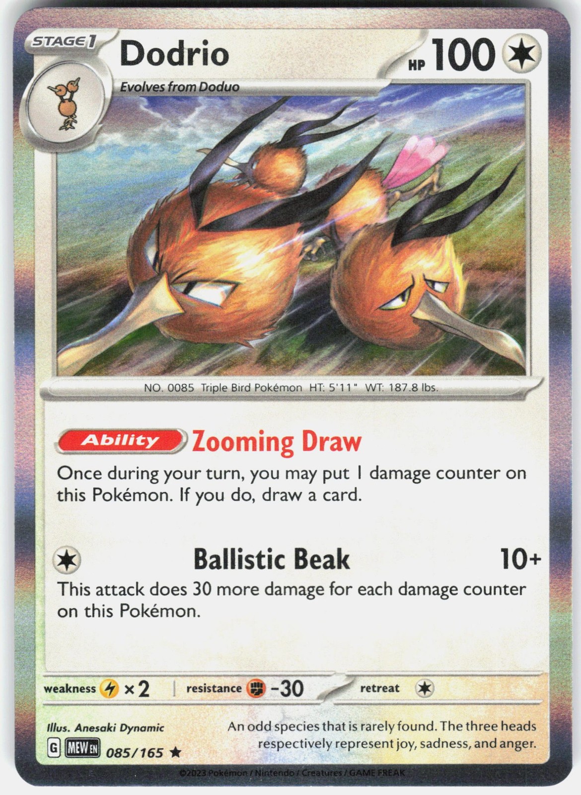 Dodrio (Cosmos Holo) Holofoil Prize Pack Series Cards 085/165 NM