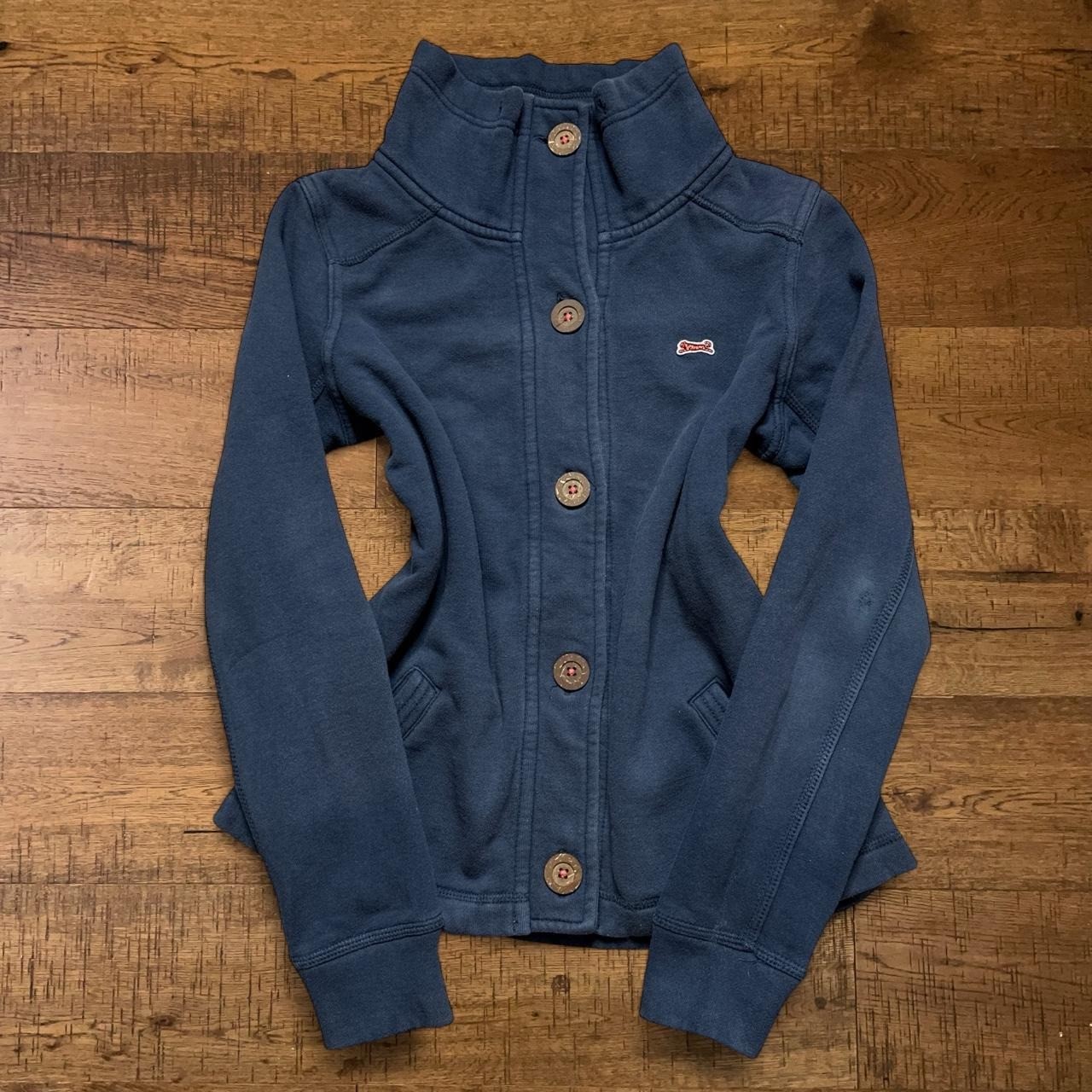 Vintage Le Tigre Navy blue button-up mock neck jacket with pink accents Vintage Le Tigre Navy blue button-up mock neck jacket with pink accents