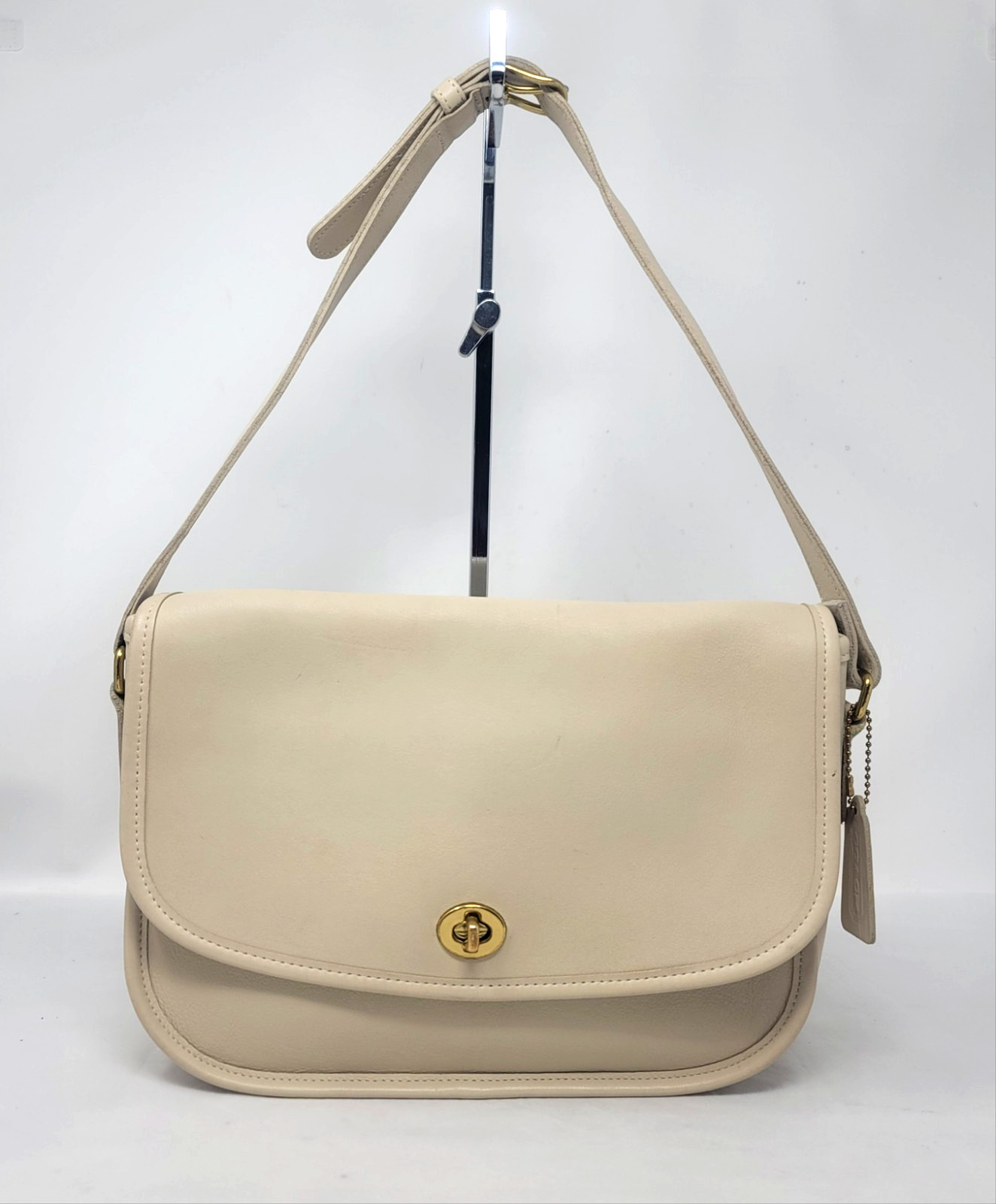 Authentic Coach City 9790 Bone Leather Turnlock USA Shoulder Hand Bag Vintage