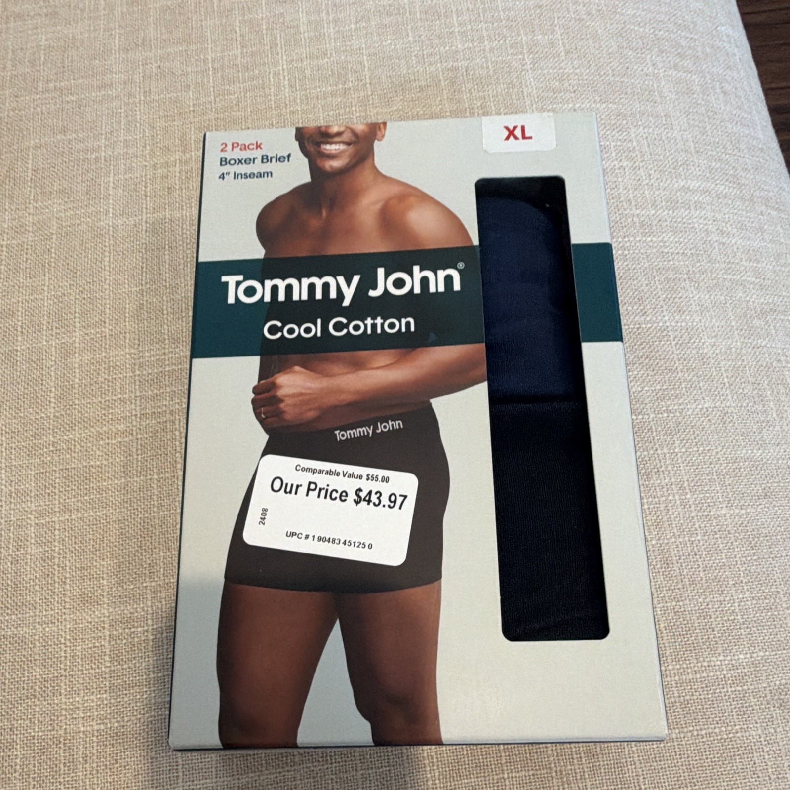 Tommy John Cool Cotton Boxer Briefs 2-Pack XL Black Breathable Stretch