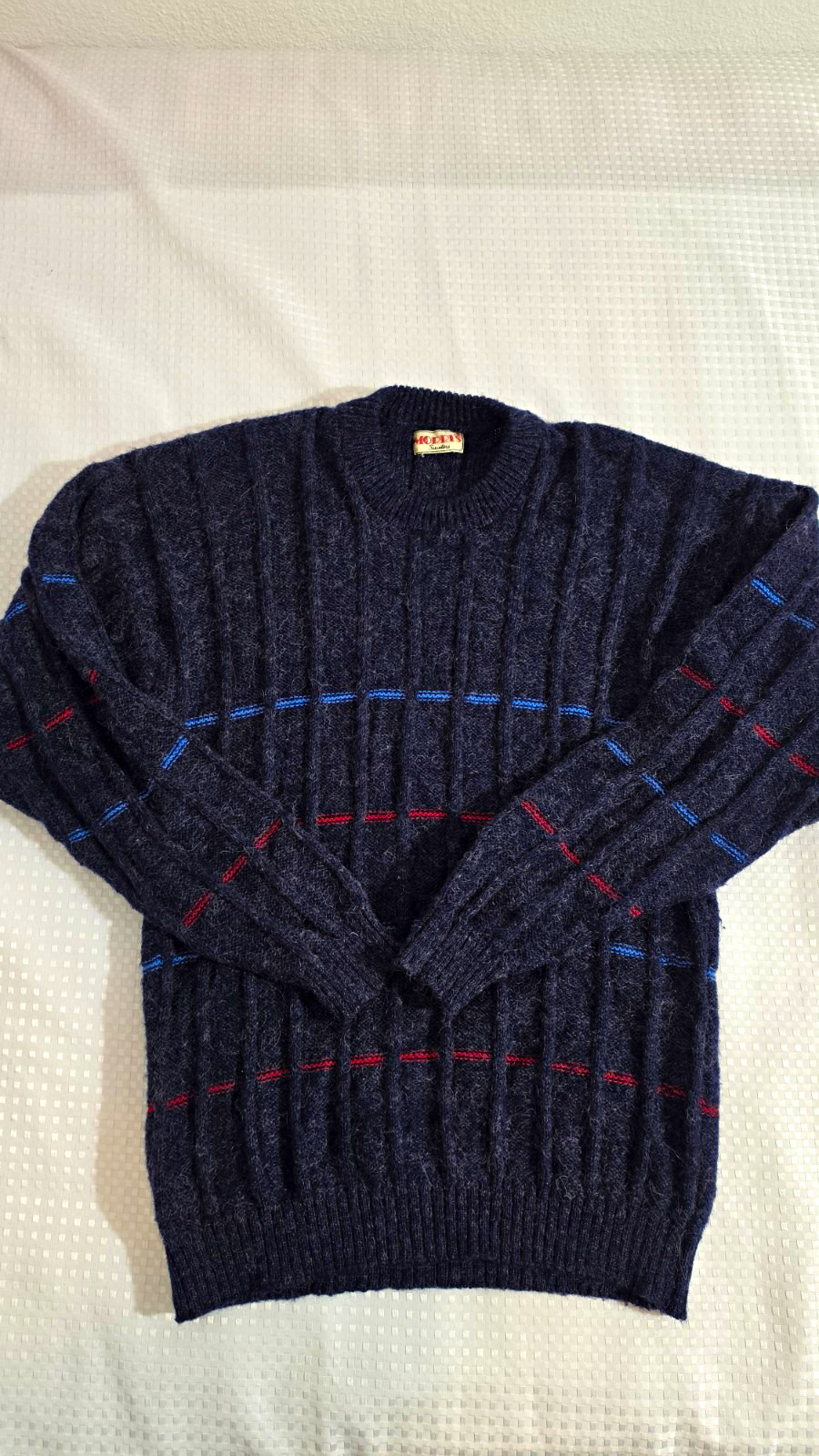 Vintage 80s 90s Morris Sueters Grandpa Knit Crewneck Sweater Navy Blue Men\'s L Vintage 80s 90s Morris Sueters Grandpa Knit Crewneck Sweater Navy Blue Men\'s L