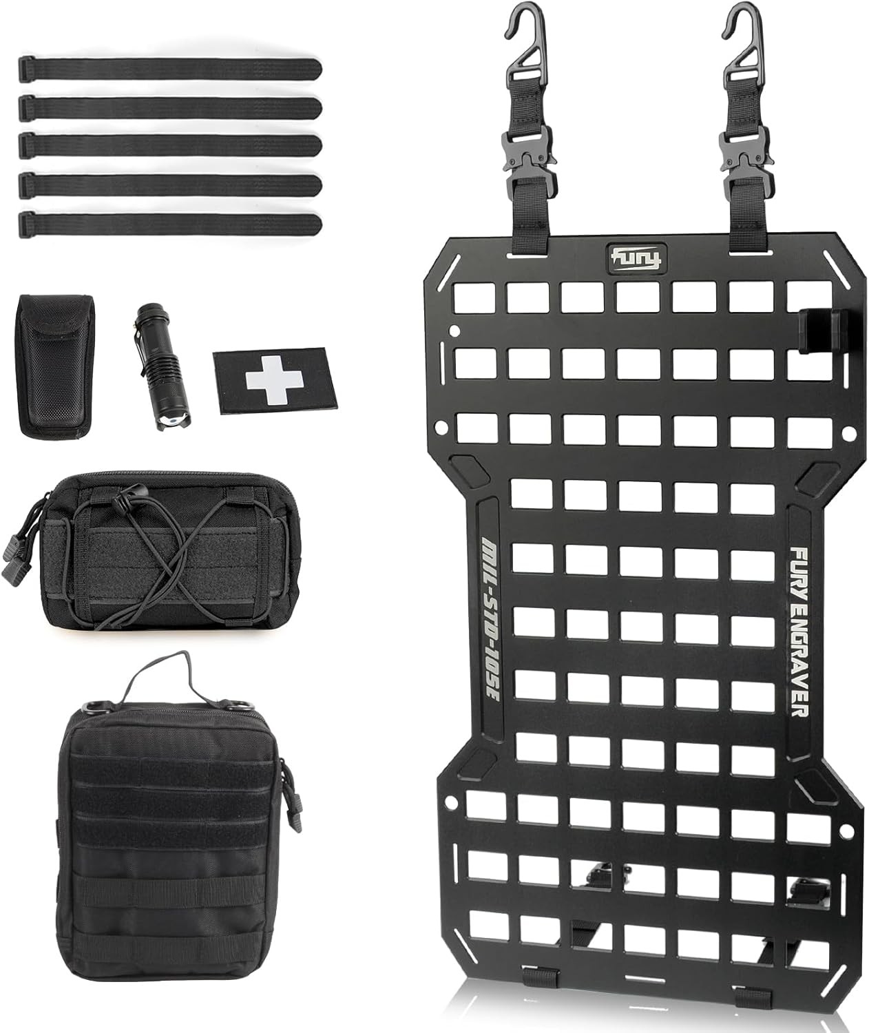 Tactical Rigid MOLLE Organizer Seat Back Aluminum Mount Rack Panel Kit  Home Use