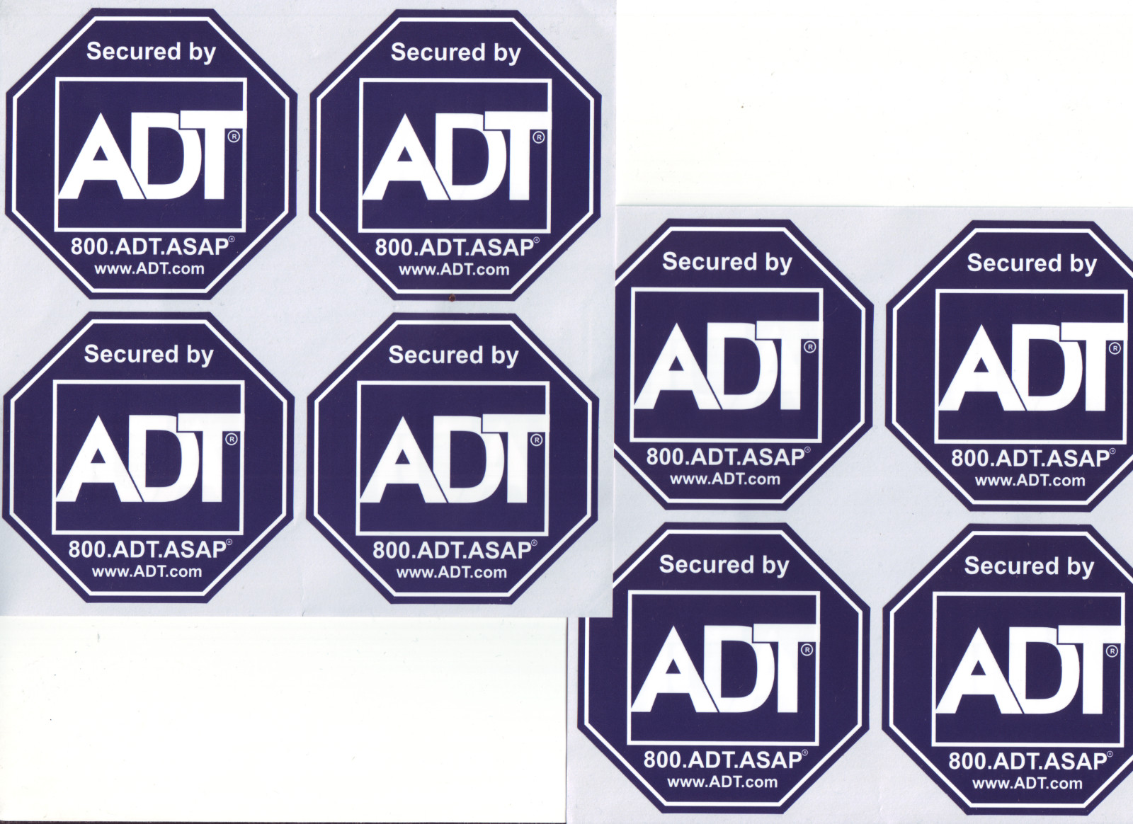 ADT Security Window Decals, Double Sided, Self-Adhesive, QTY 8 ADT Security Window Decals, Double Sided, Self-Adhesive, QTY 8