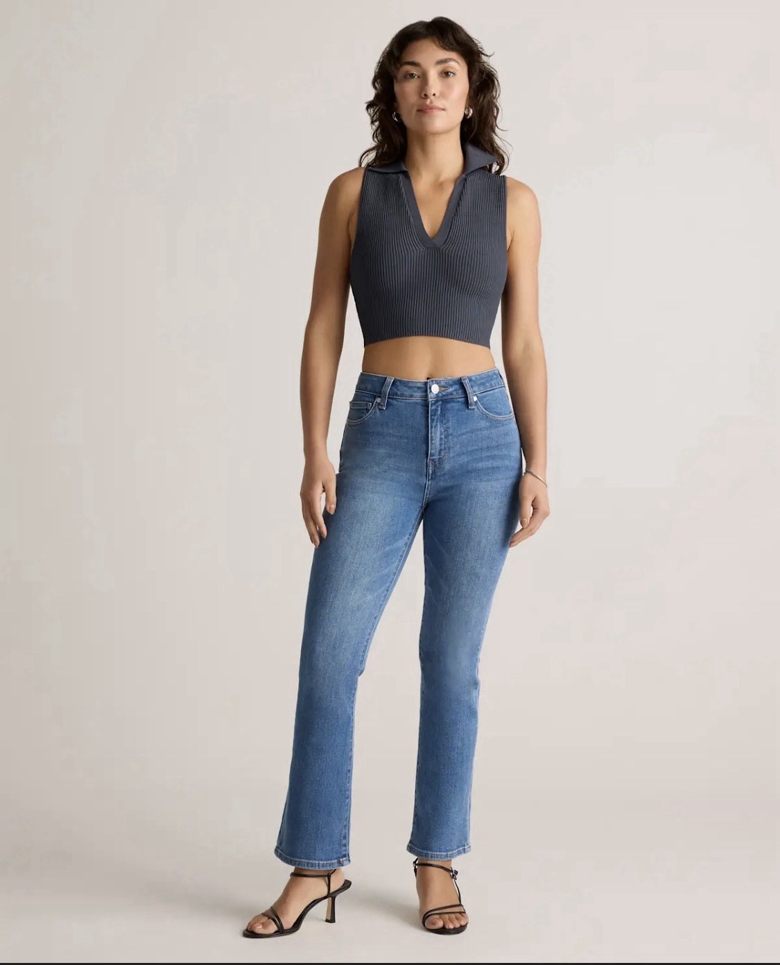 Quince Bella Kick Flare Jeans Medium Wash Blue Slim Fit Stretch Women’s 25 Quince Bella Kick Flare Jeans Medium Wash Blue Slim Fit Stretch Women’s 25