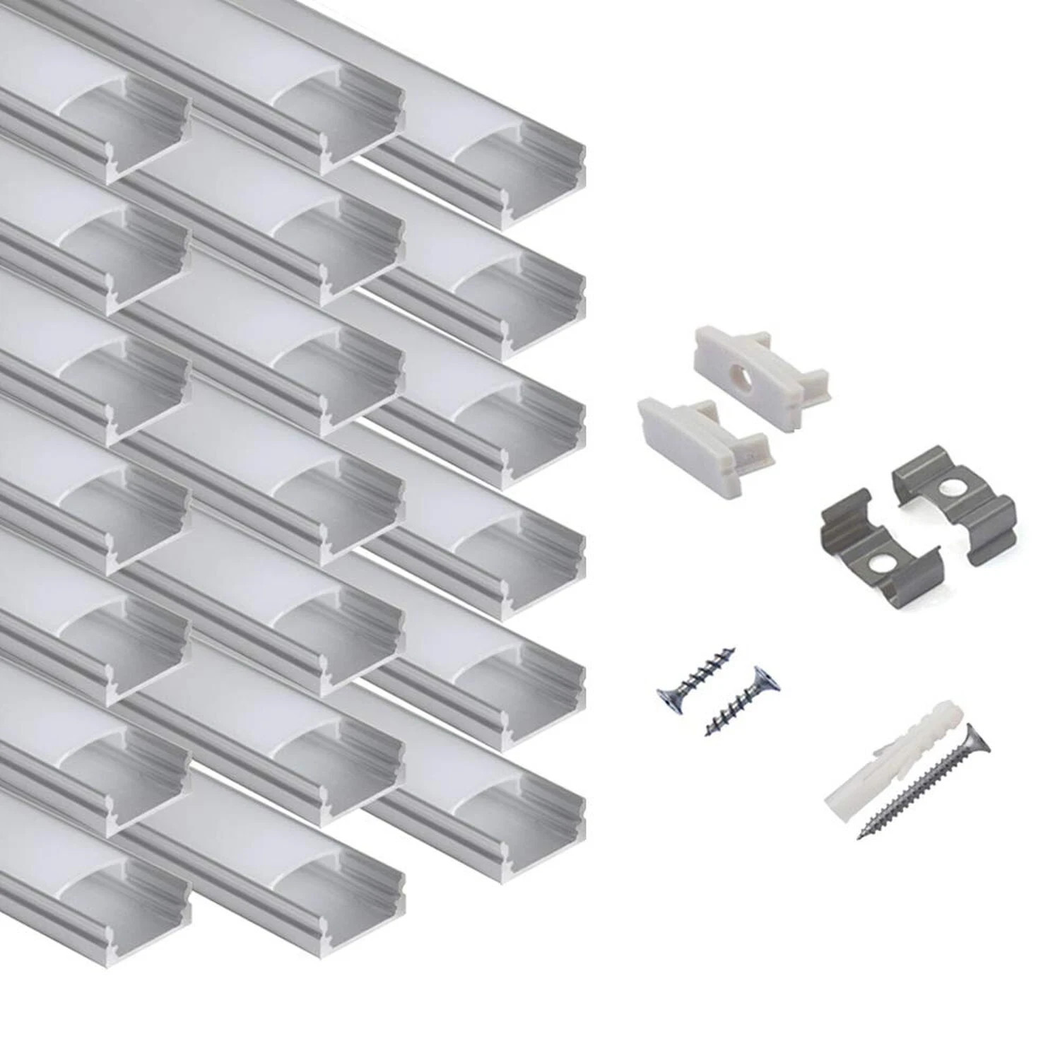 20-Pack 6.6ft/ 2Meter U Shape LED Aluminum Channel System with Milky Cover, E... 20-Pack 6.6ft/ 2Meter U Shape LED Aluminum Channel System with Milky Cover, E...