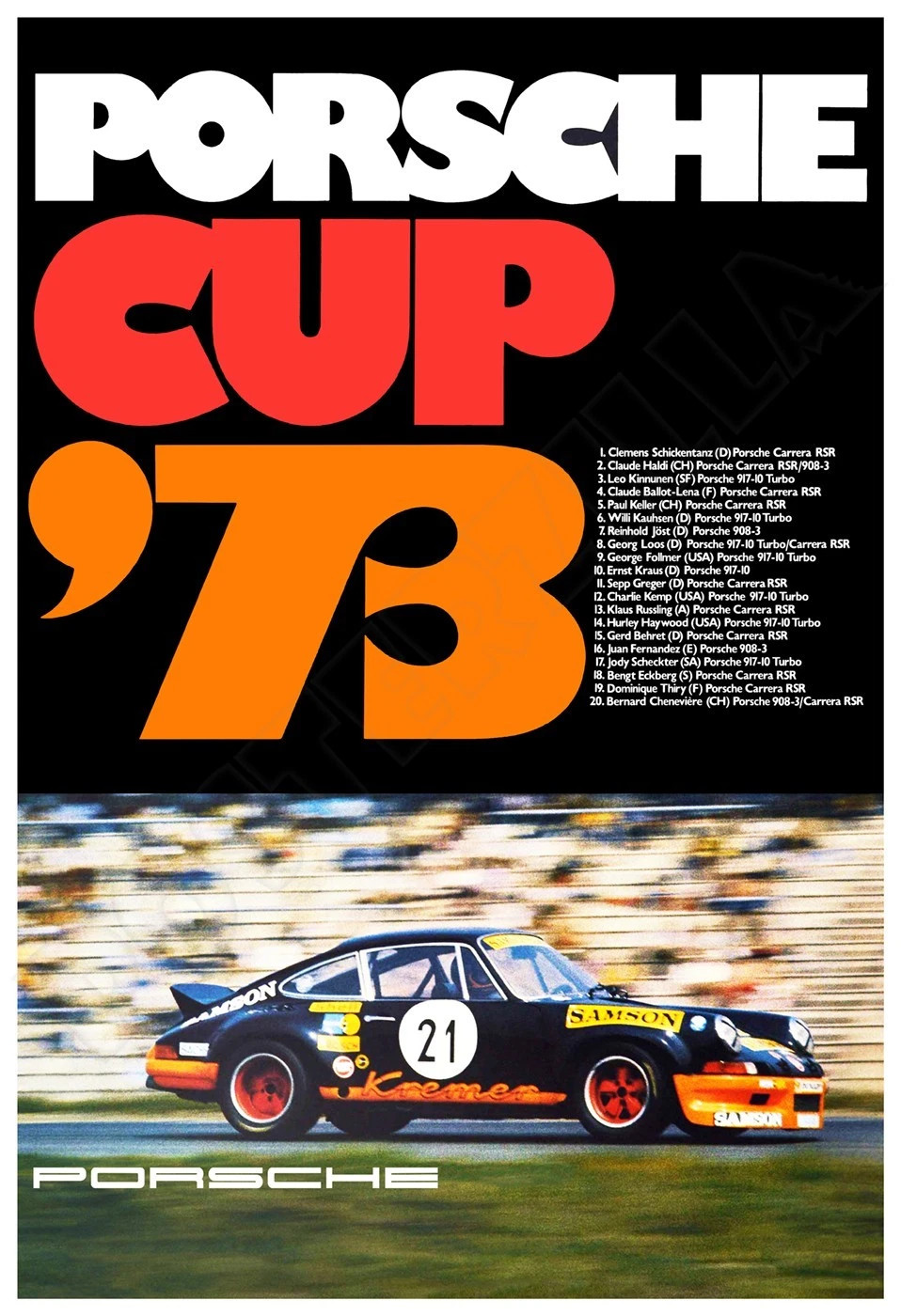 Porsche Cup 1973 Vintage Racing Car Classic Poster