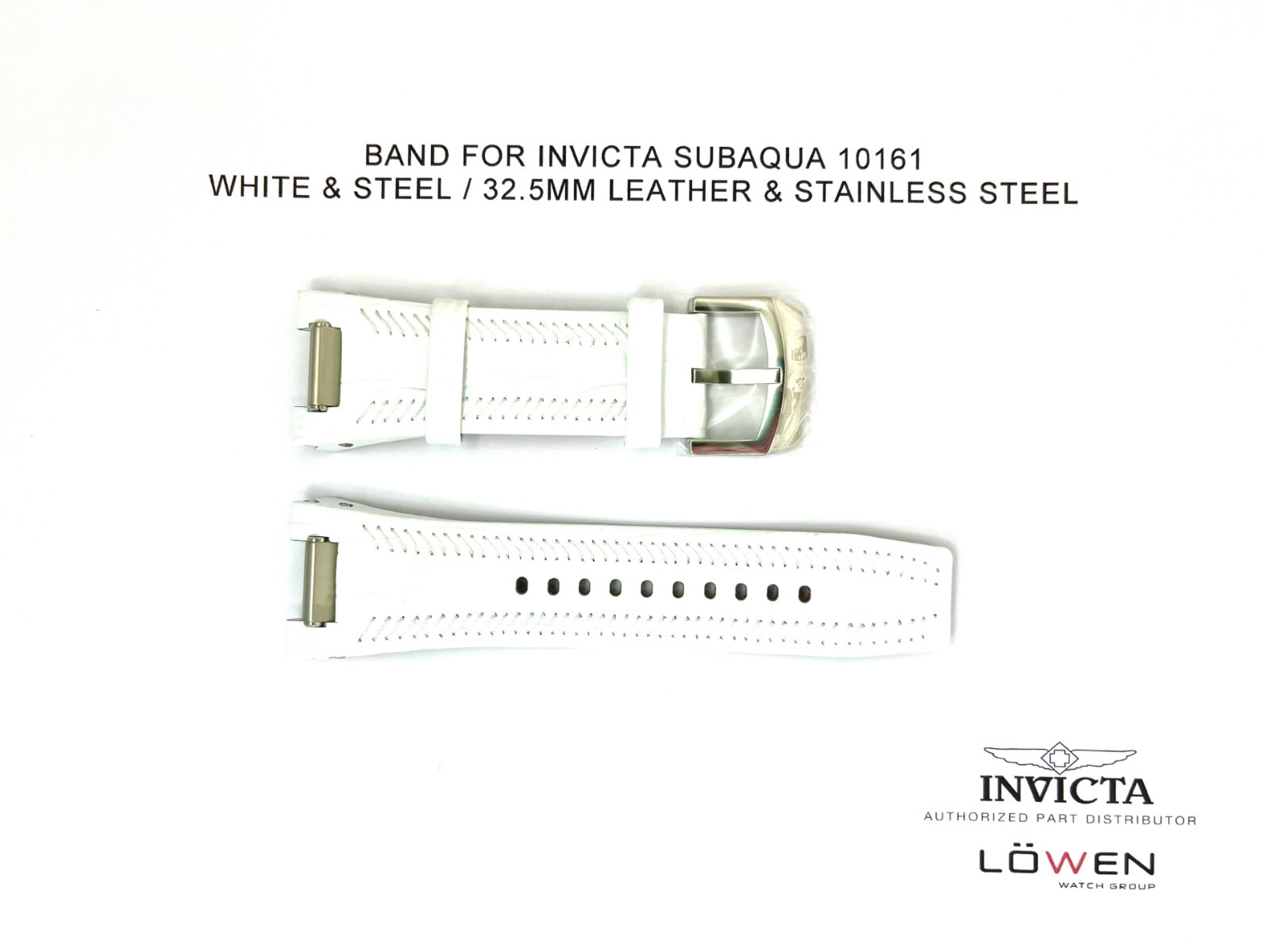 Authentic Invicta Subaqua 10161 White Leather 32.5mm Watch Band Authentic Invicta Subaqua 10161 White Leather 32.5mm Watch Band
