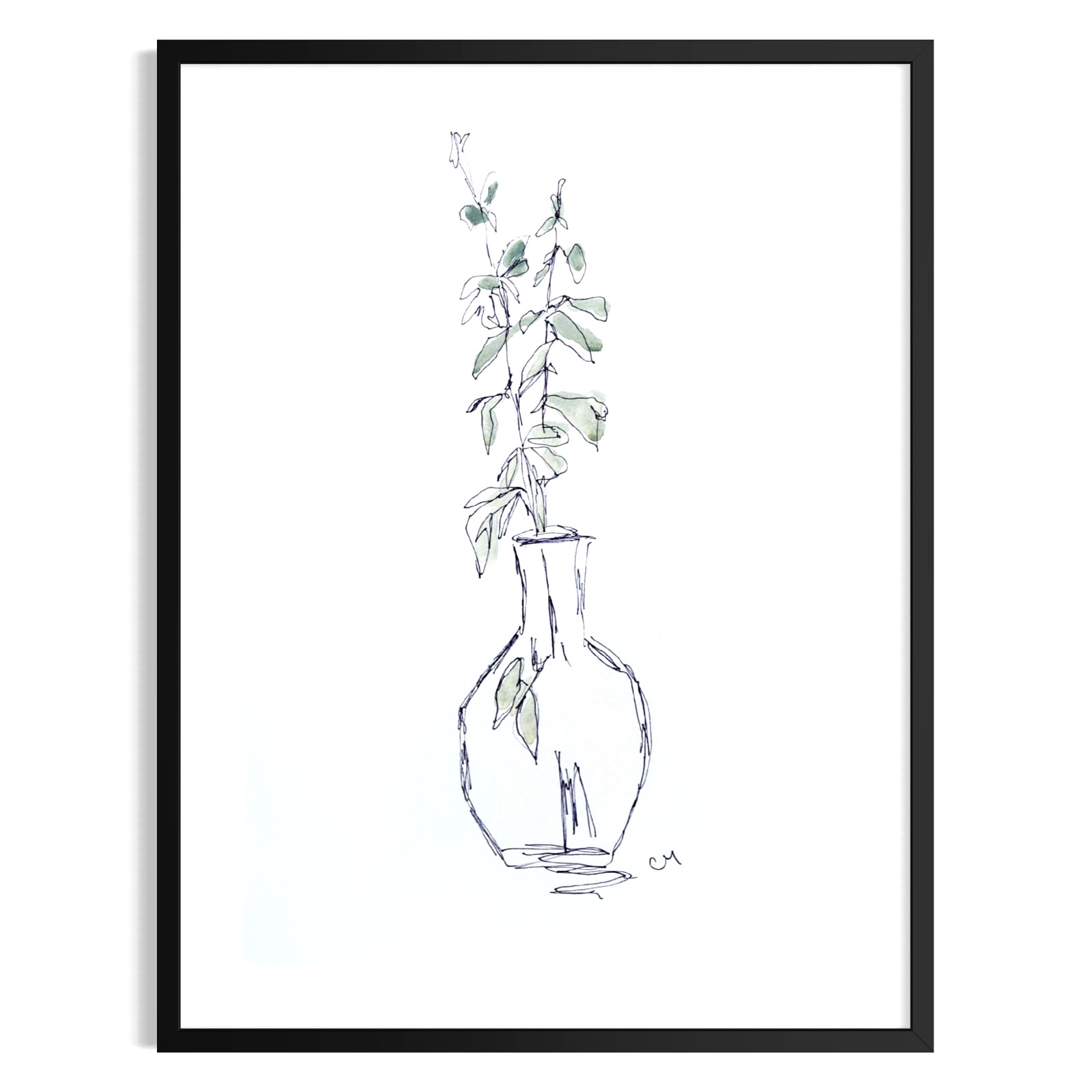 Original Abstract Floral 9x12 Painting Acrylic Wall Art Black White Home Decor