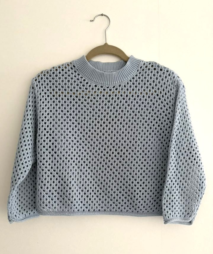 ZARA Sweater Girls 11/12 Blue Open Knit Crochet Coastal Soft Girl Boho ZARA Sweater Girls 11/12 Blue Open Knit Crochet Coastal Soft Girl Boho