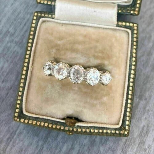 3 Ct Round Lab Created Five Stone Women's Lab-Created 14K White Gold Plated