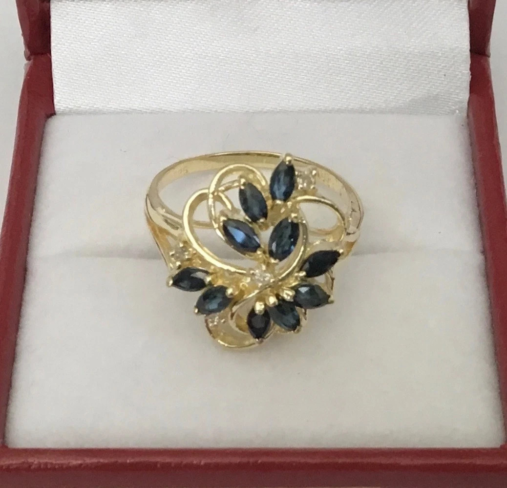 Gorgeous Solid 14K Gold Natural 1.1 tcw. Sapphire & Diamonds Ring NEW Gorgeous Solid 14K Gold Natural 1.1 tcw. Sapphire & Diamonds Ring NEW