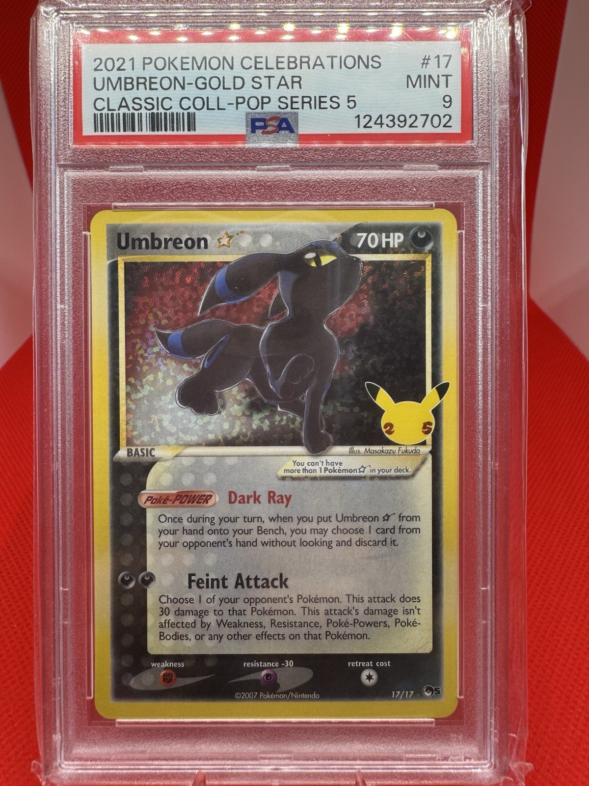 2021 POKÉMON CELEBRATIONS CLASSIC COLL #17 UMBREON-GOLD STAR PSA MINT 9 -Pokemon