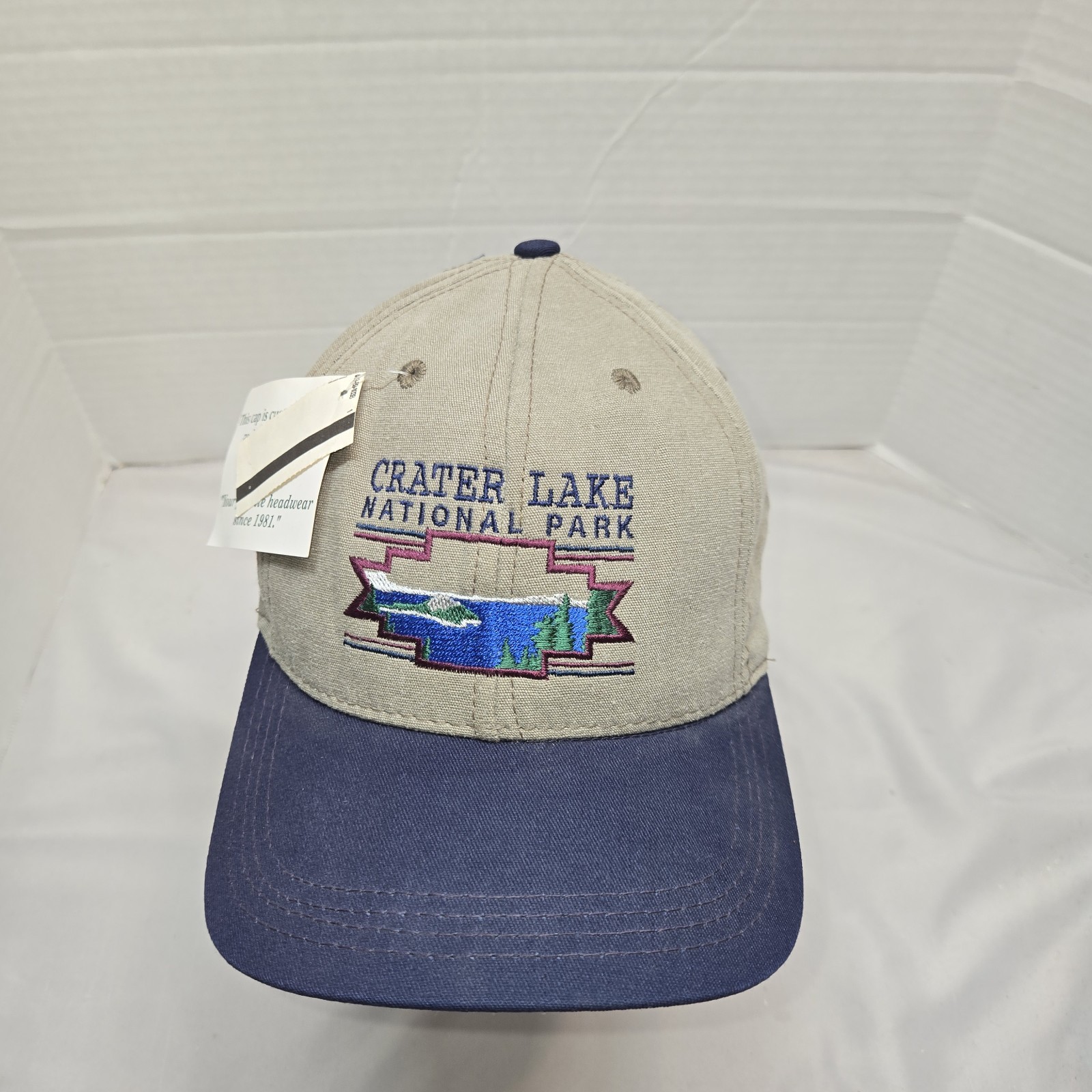 Vintage CRATER LAKE NATIONAL PARK Hat adj Strapback Cap Grey Blue Made USA Nwt Vintage CRATER LAKE NATIONAL PARK Hat adj Strapback Cap Grey Blue Made USA Nwt