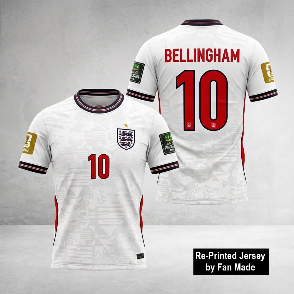 Custom Name - England Home Soccer Jersey 2026 White Football Soccer - All Size