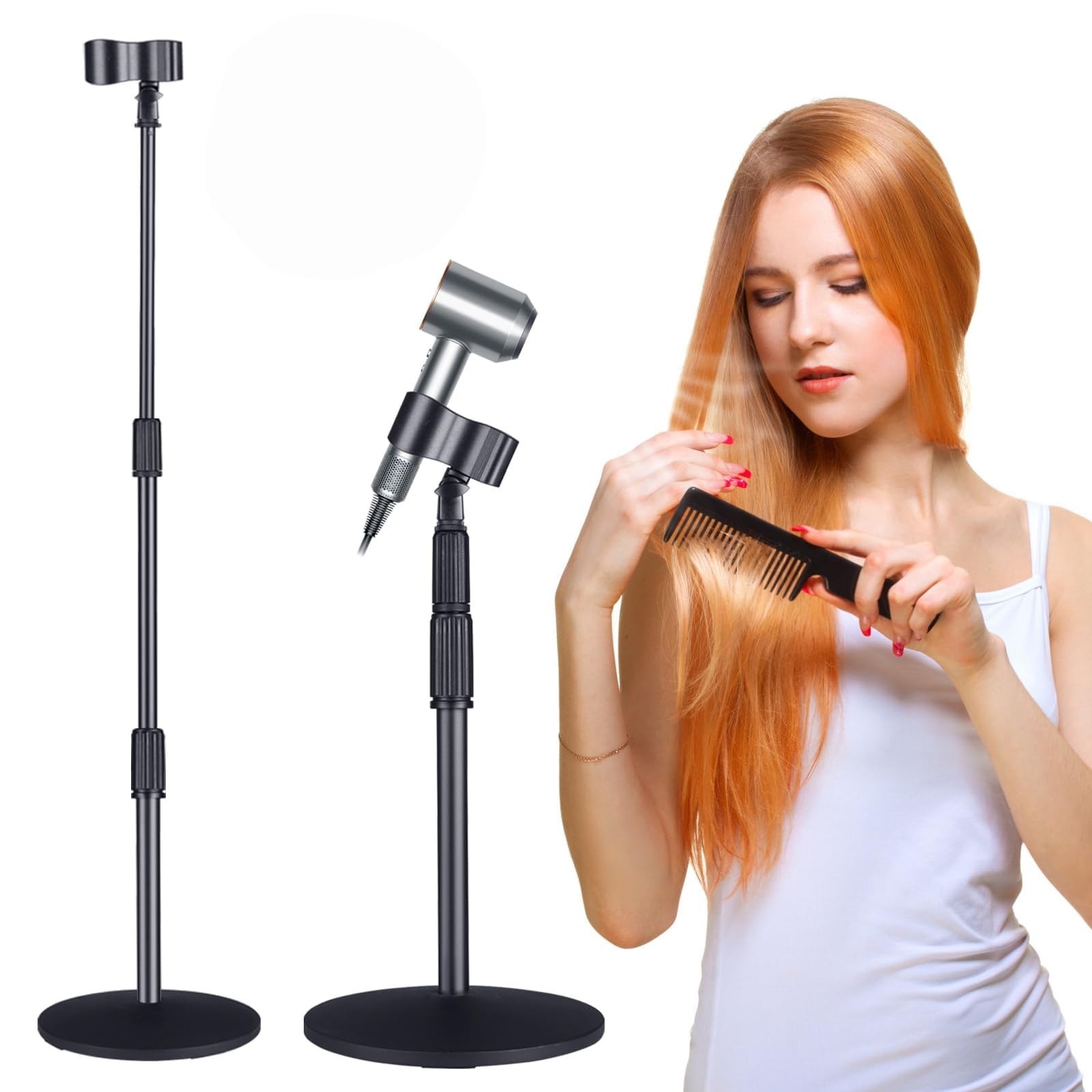 TAYUQEE Hair Dryer Blower Holder - Upgraded Larger Clamp, 18.8-59in Height