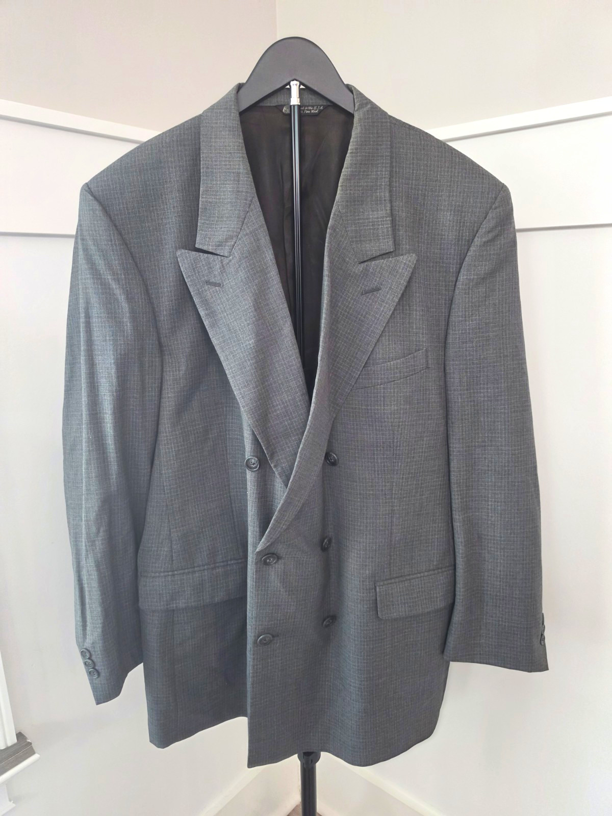 Vintage Christian Dior Monsieur Double Breasted Grey Plaid Blazer Jacket Vintage Christian Dior Monsieur Double Breasted Grey Plaid Blazer Jacket
