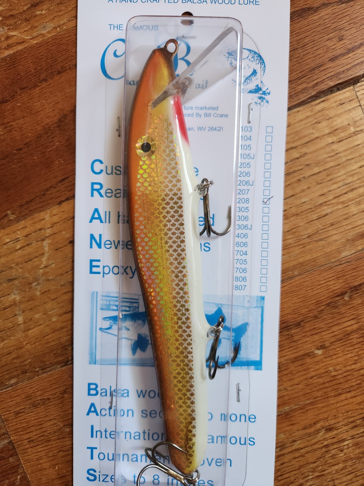 crane musky bait 208 new balsa wooden lure