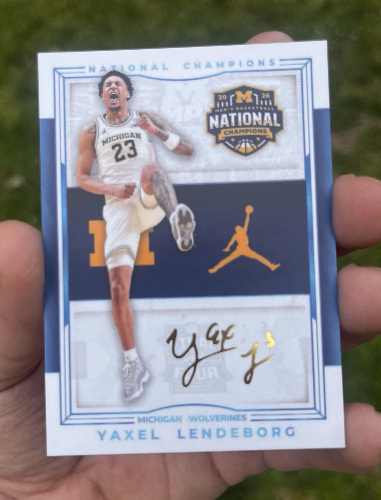 YAXEL LENDEBORG ROOKIE CARD MICHIGAN WOLVERINES NATIONAL CHAMPS HOLO AUTO SP YAXEL LENDEBORG ROOKIE CARD MICHIGAN WOLVERINES NATIONAL CHAMPS HOLO AUTO SP