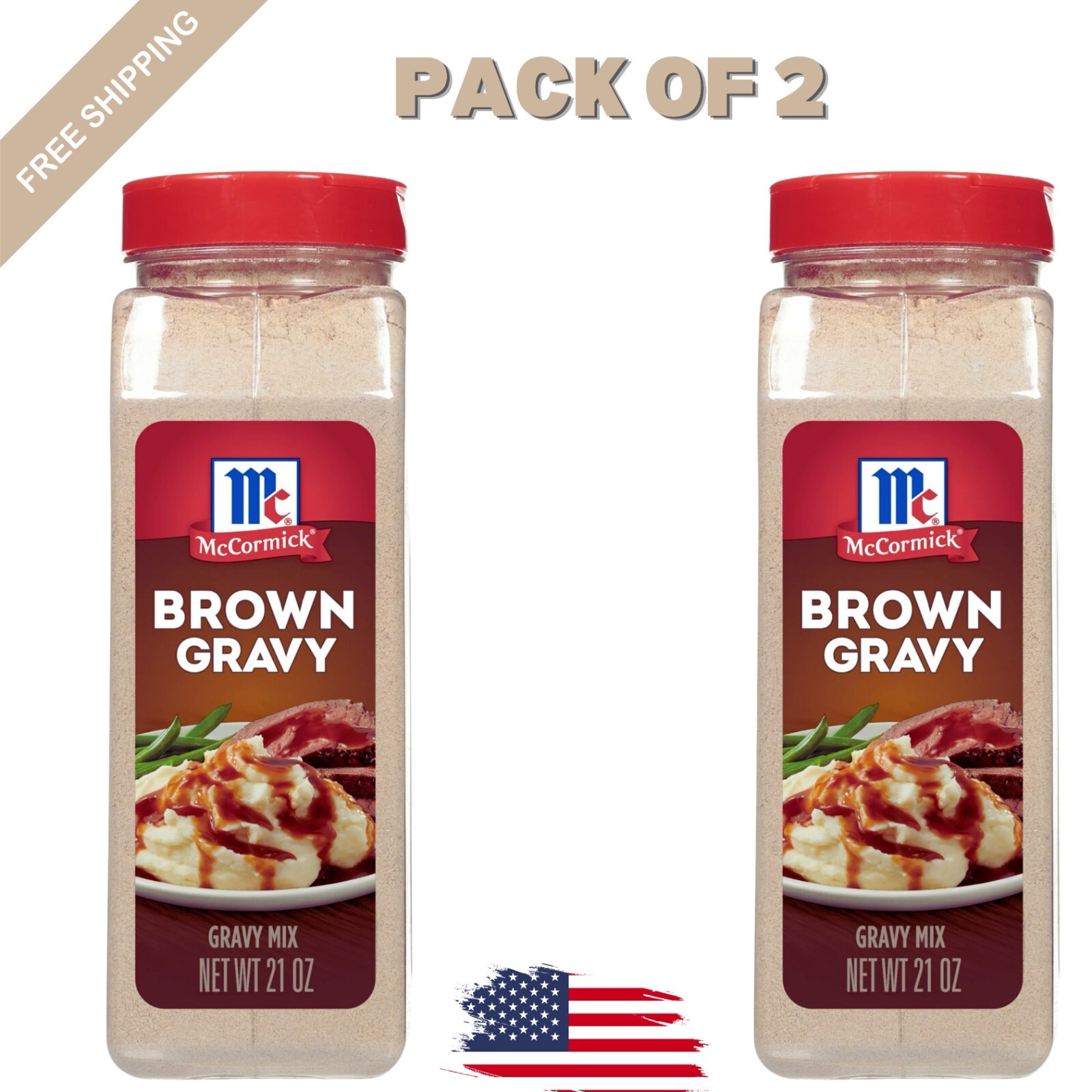 2 PACK - McCormick Brown Gravy Mix (21 oz.) Total 42 oz. 2 PACK - McCormick Brown Gravy Mix (21 oz.) Total 42 oz.