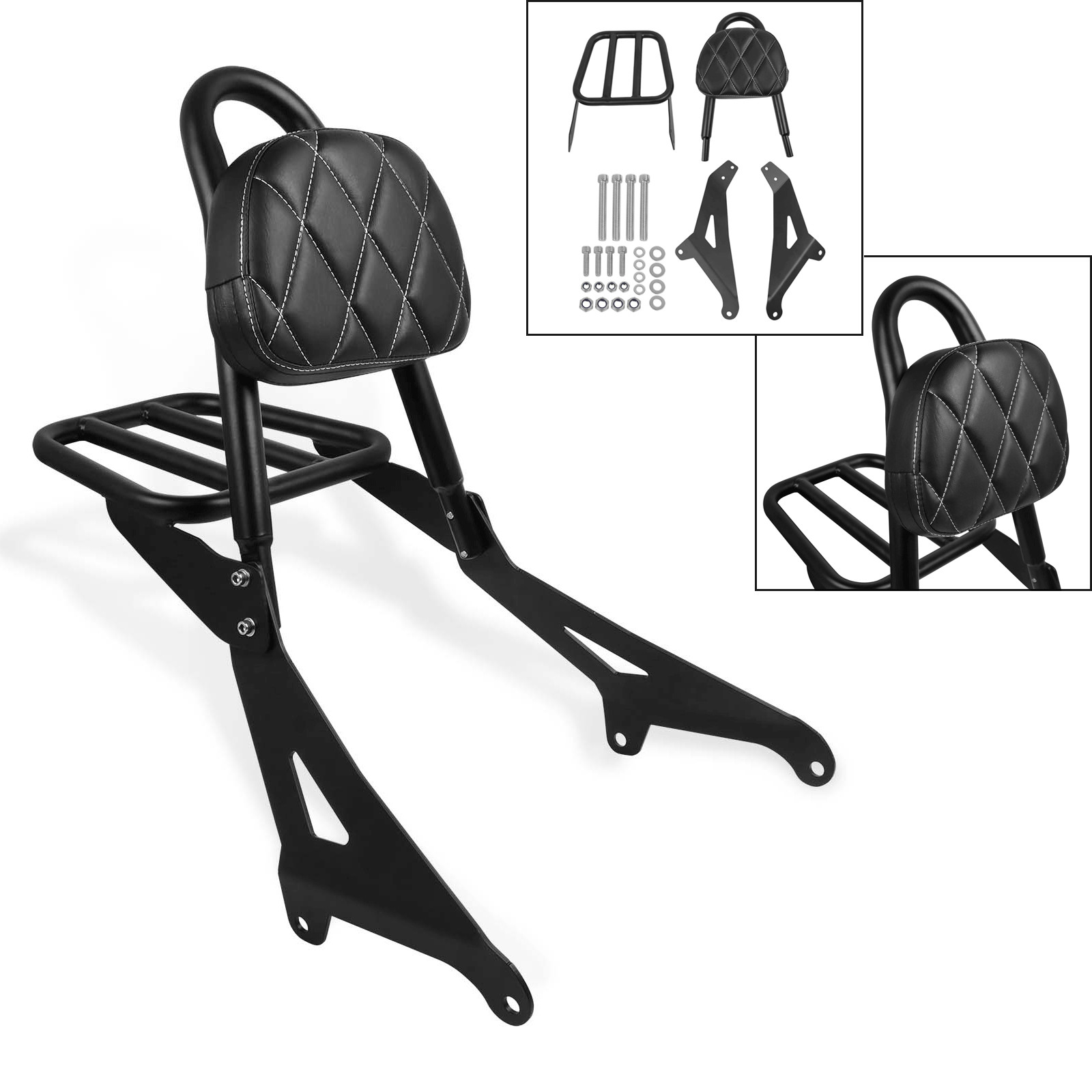 For Yamaha Stryker XVS1300 2011-17 Detachable Backrest Sissy Bar w/ Luggage Rack