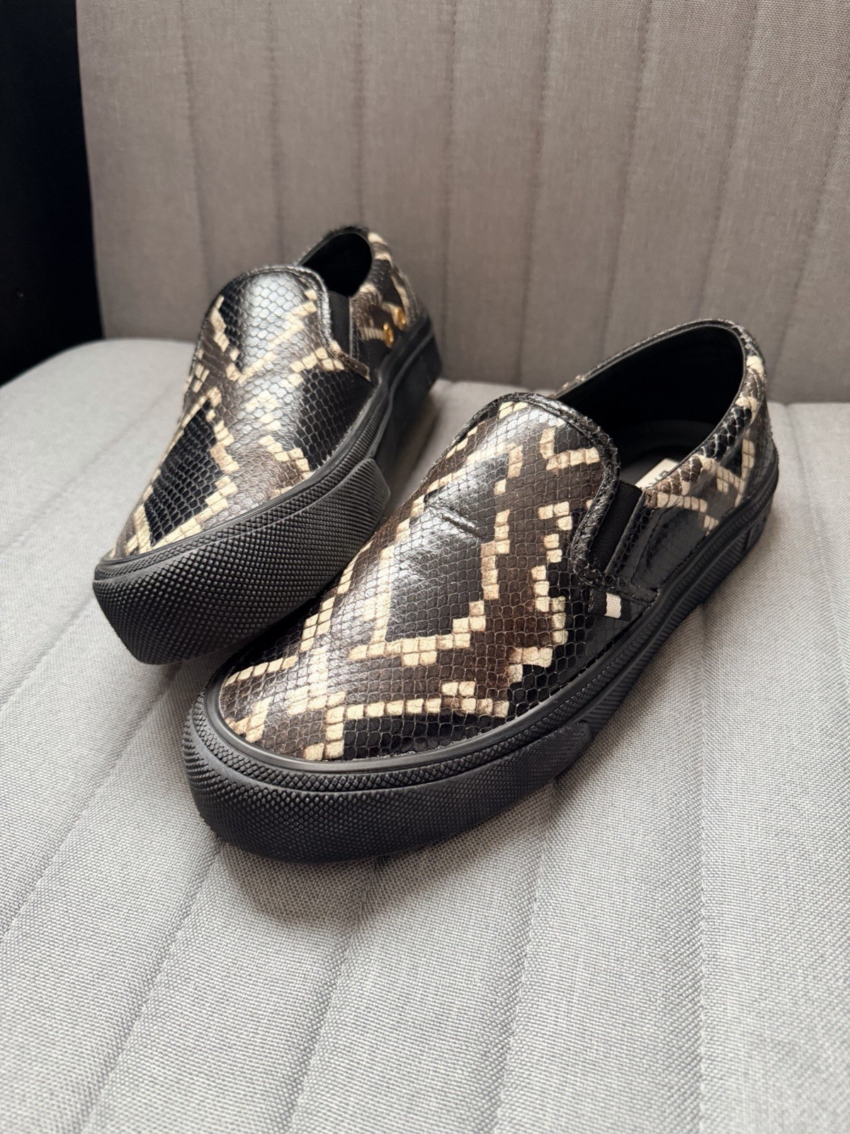 Bally Leory Sneakers Black Snakeskin Made In Italy Size Size 42, US 9, EU 8
