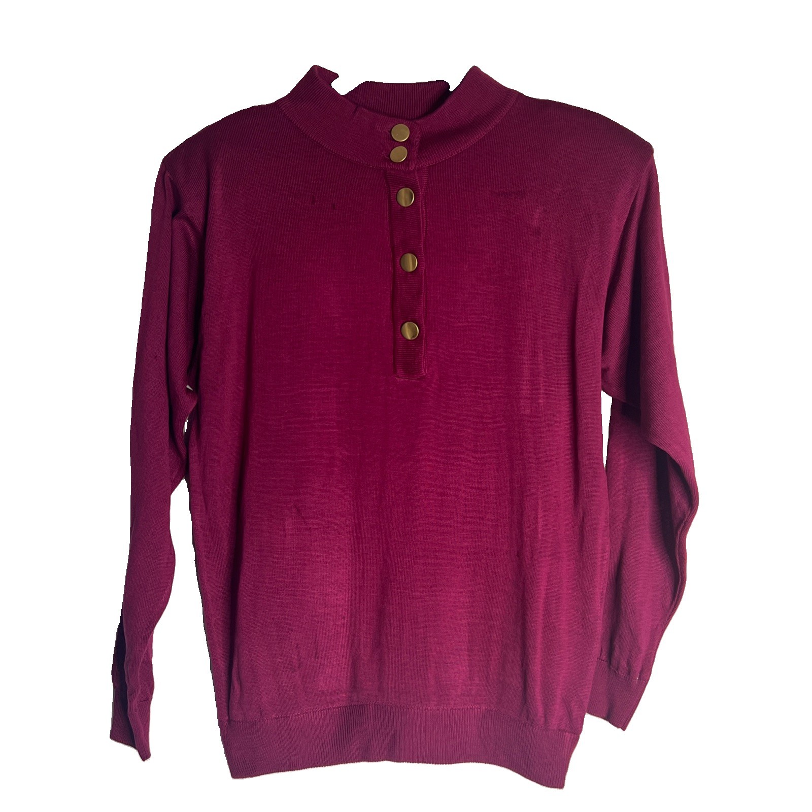 Vintage Potomac Collection Purple Knit Henley Pullover Sweater NWT Size M $48