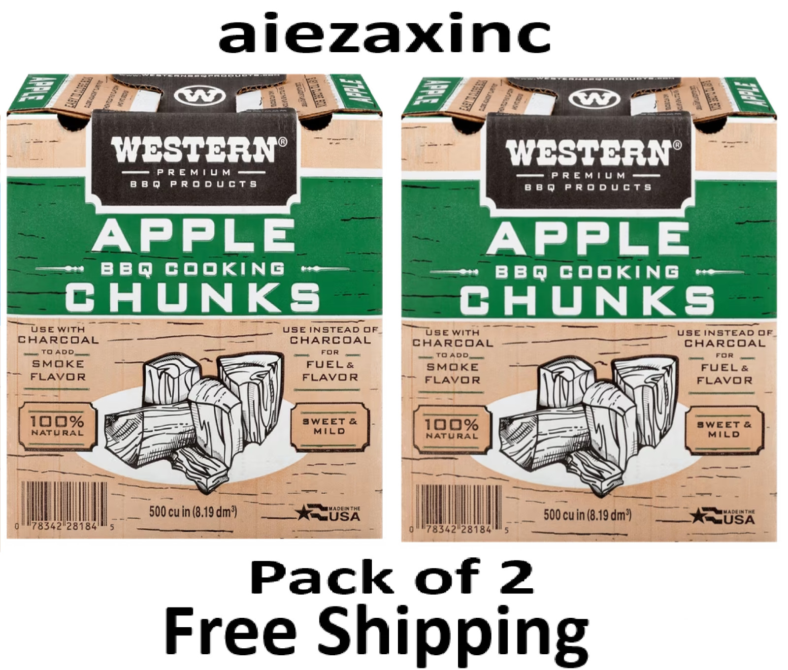 Western Premium BBQ Apple BBQ Cooking Chunks, 500 Cubic inch each-Pack of 2 Western Premium BBQ Apple BBQ Cooking Chunks, 500 Cubic inch each-Pack of 2