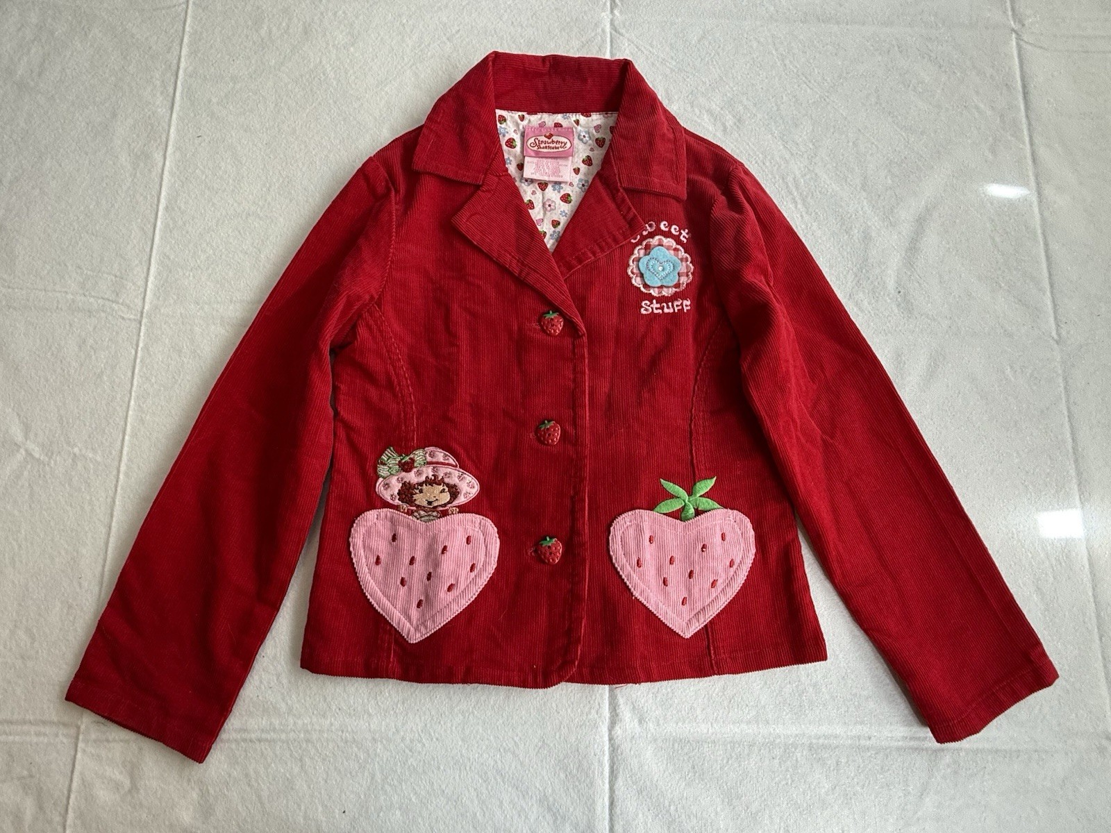 Vintage 2005 Strawberry Shortcake Corduroy Jacket Girls Y2K Pink Hearts Rare Vintage 2005 Strawberry Shortcake Corduroy Jacket Girls Y2K Pink Hearts Rare