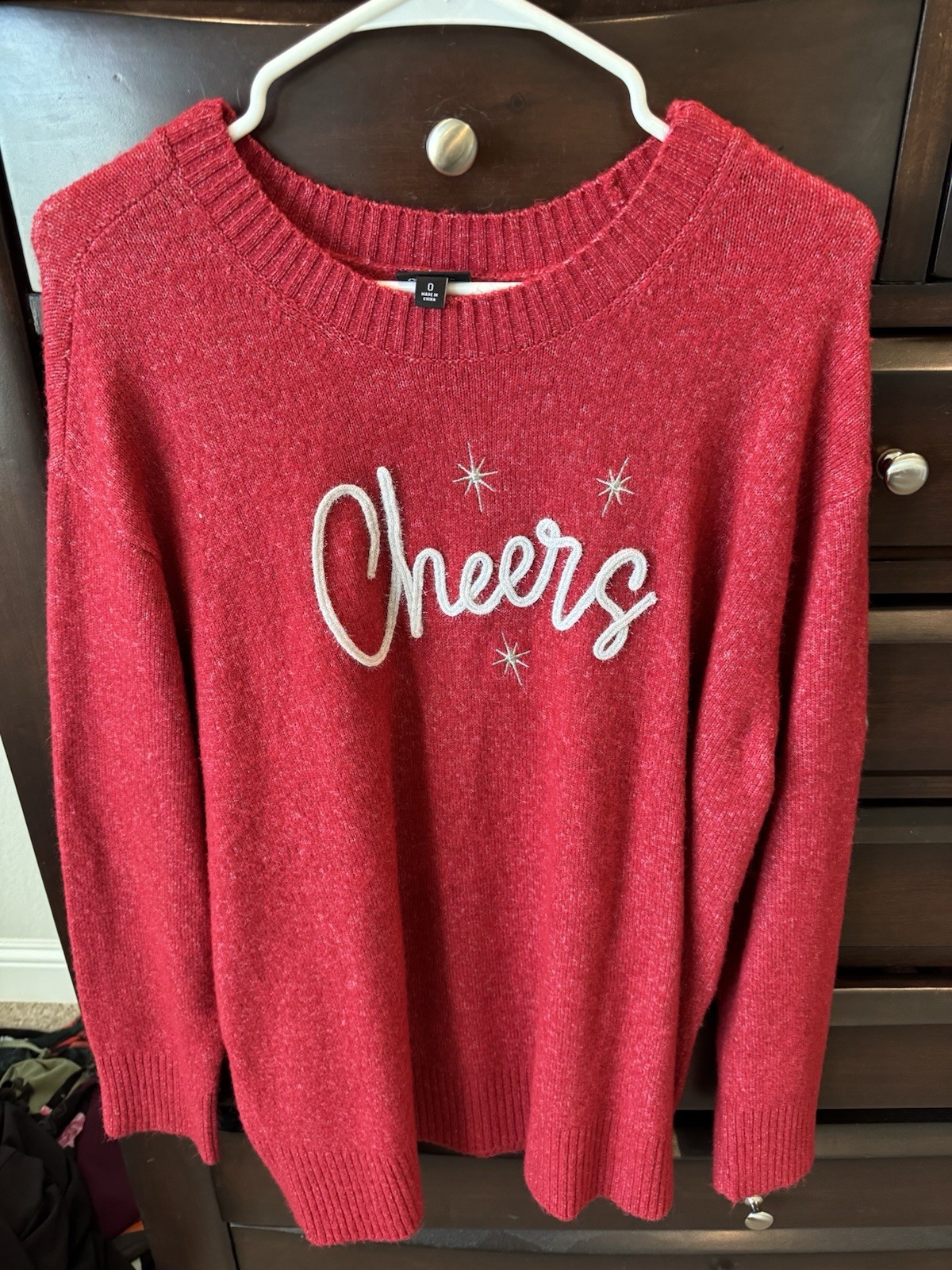 Torrid Red Cheers Embroidered Crew Neck Ribbed Knit Pullover Sweater Size 0 Torrid Red Cheers Embroidered Crew Neck Ribbed Knit Pullover Sweater Size 0