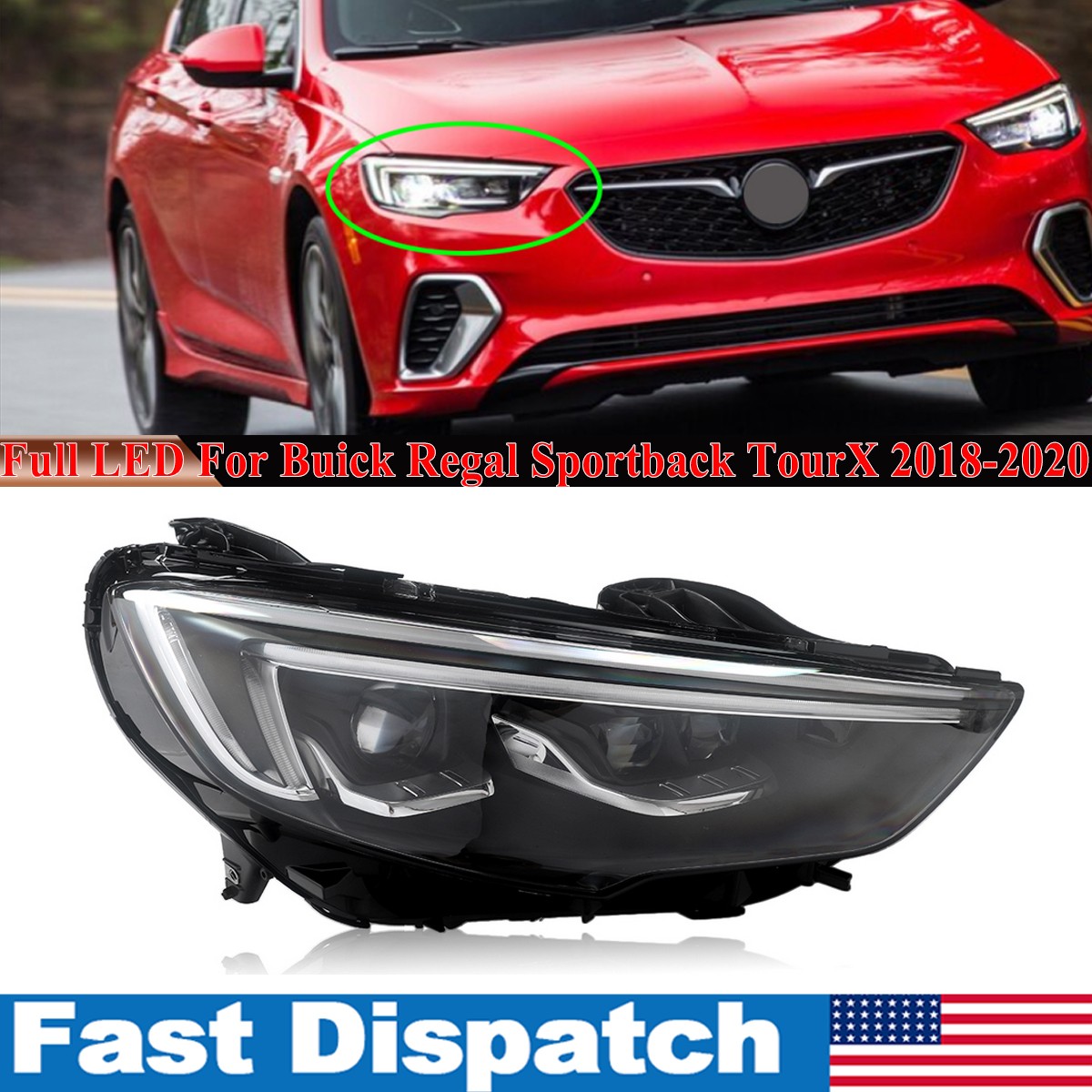 For Buick Regal 18-20 Full LED Headlight Headlamp Assembly Passenger Right Side