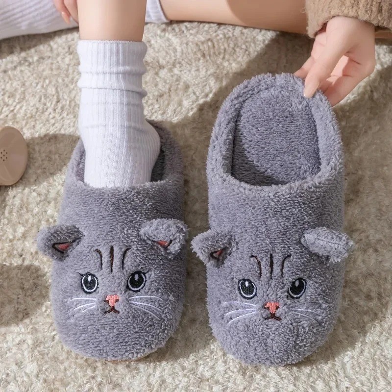 Women\'s Cat Plush Slippers Cozy Winter House Shoes Soft Non Slip Indoor Women\'s Cat Plush Slippers Cozy Winter House Shoes Soft Non Slip Indoor