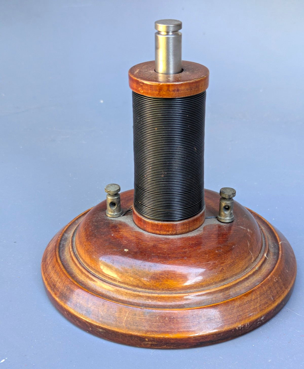 Antique Physics Lab Electromagnet Coil Iron Core Wood Base Vintage Old Science 