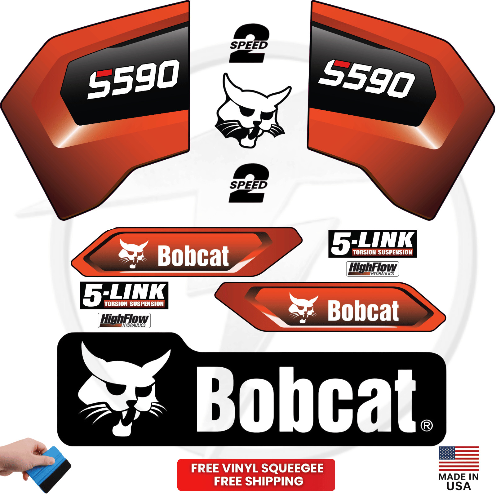 Fits Bobcat S590 Main Decals Skid Steer Stickers - - 3M Vinyl Fits Bobcat S590 Main Decals Skid Steer Stickers - - 3M Vinyl