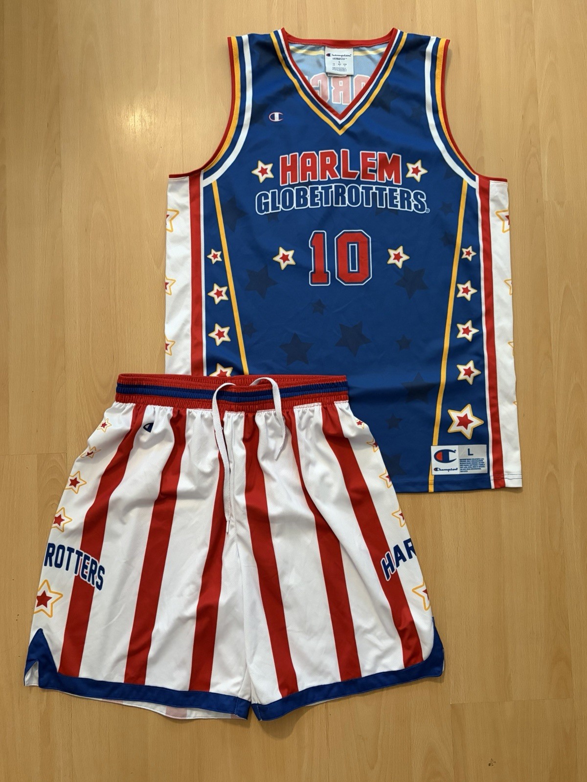 Champion Harlem Globetrotters #10 Torch Jersey Shorts Set Mens L Ultrafuse