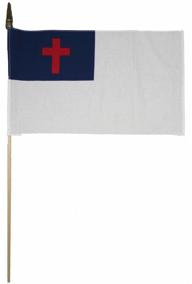 12x18 Inches 12 x18 Christian Stick Flag wood Staff 12x18 Inches 12 x18 Christian Stick Flag wood Staff
