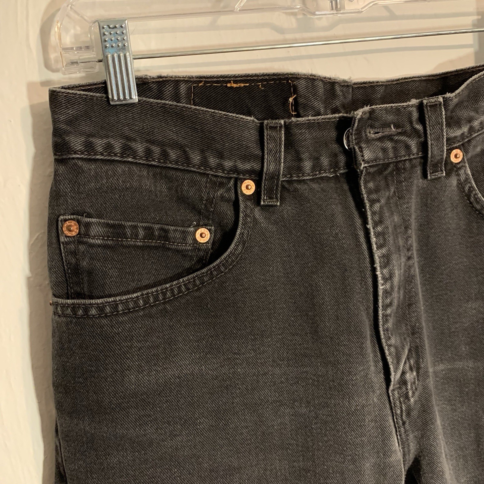 Levi’s 505 Jeans Black Wash Straight Leg Denim 32x34  Vintage Faded (Fits 31x32)