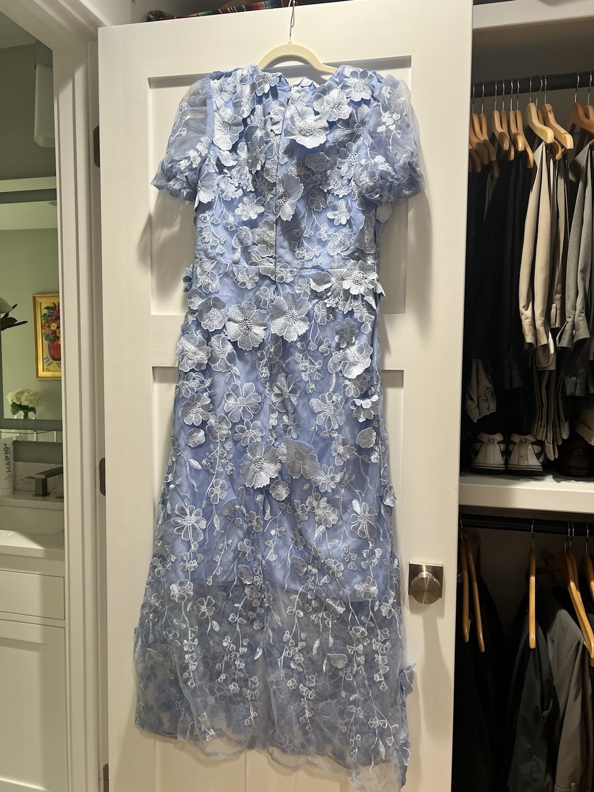 Mother If The Bride/Groom Light Blue Tea Length Lace Dress Mother If The Bride/Groom Light Blue Tea Length Lace Dress