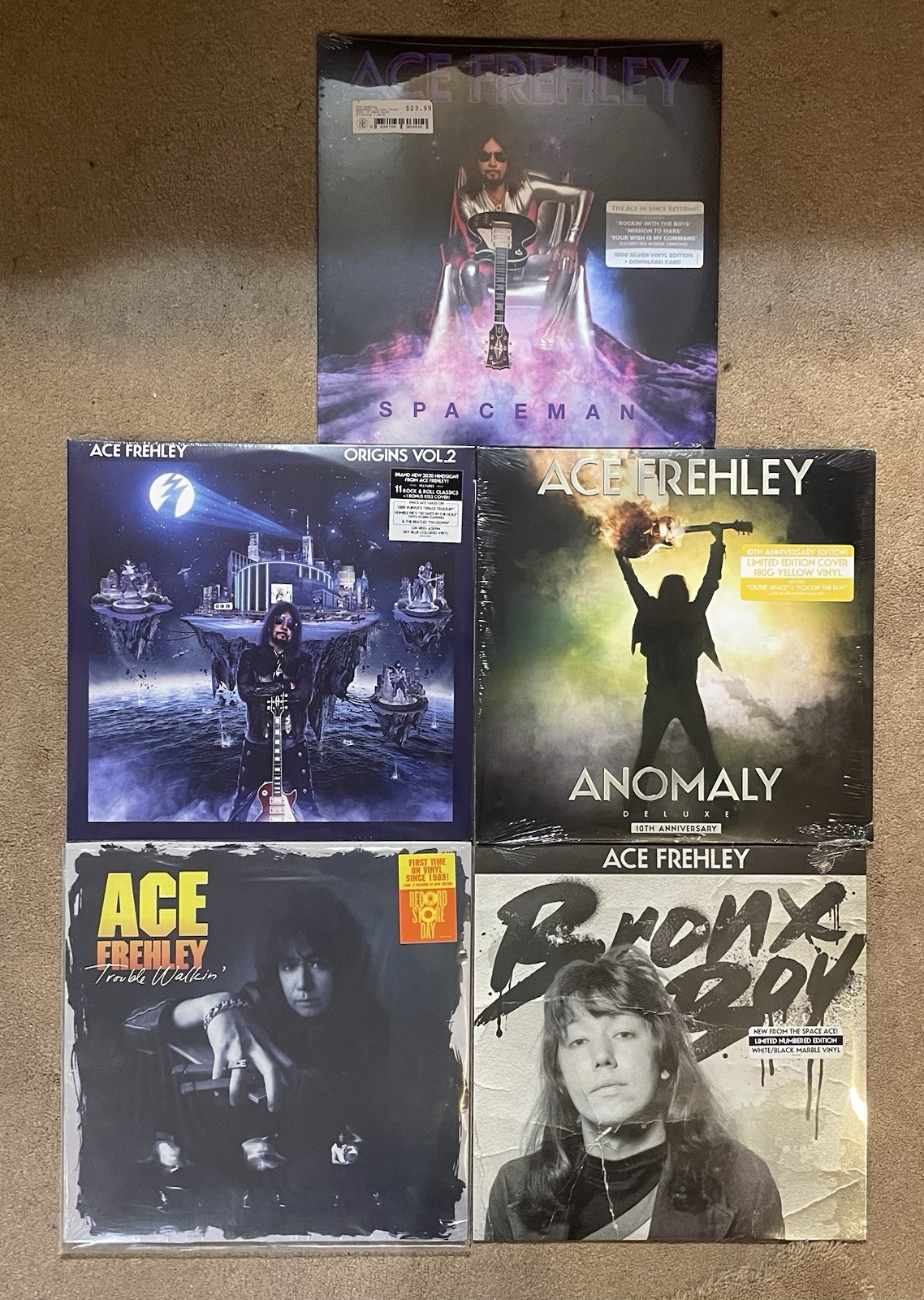 LOT OF 5 KISS ACE FREHLEY NEW SEALED VINYL ALBUMS LOT OF 5 KISS ACE FREHLEY NEW SEALED VINYL ALBUMS