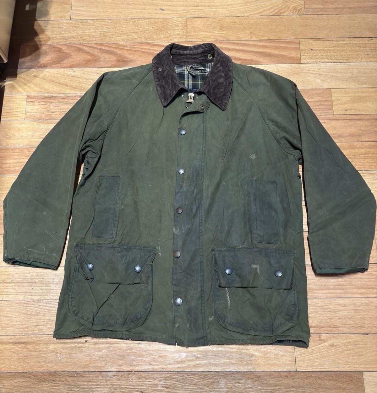 BARBOUR A150 BEAUFORT PARKA LINED OLIVE Green WAXED COAT Jacket Size Men C40 M