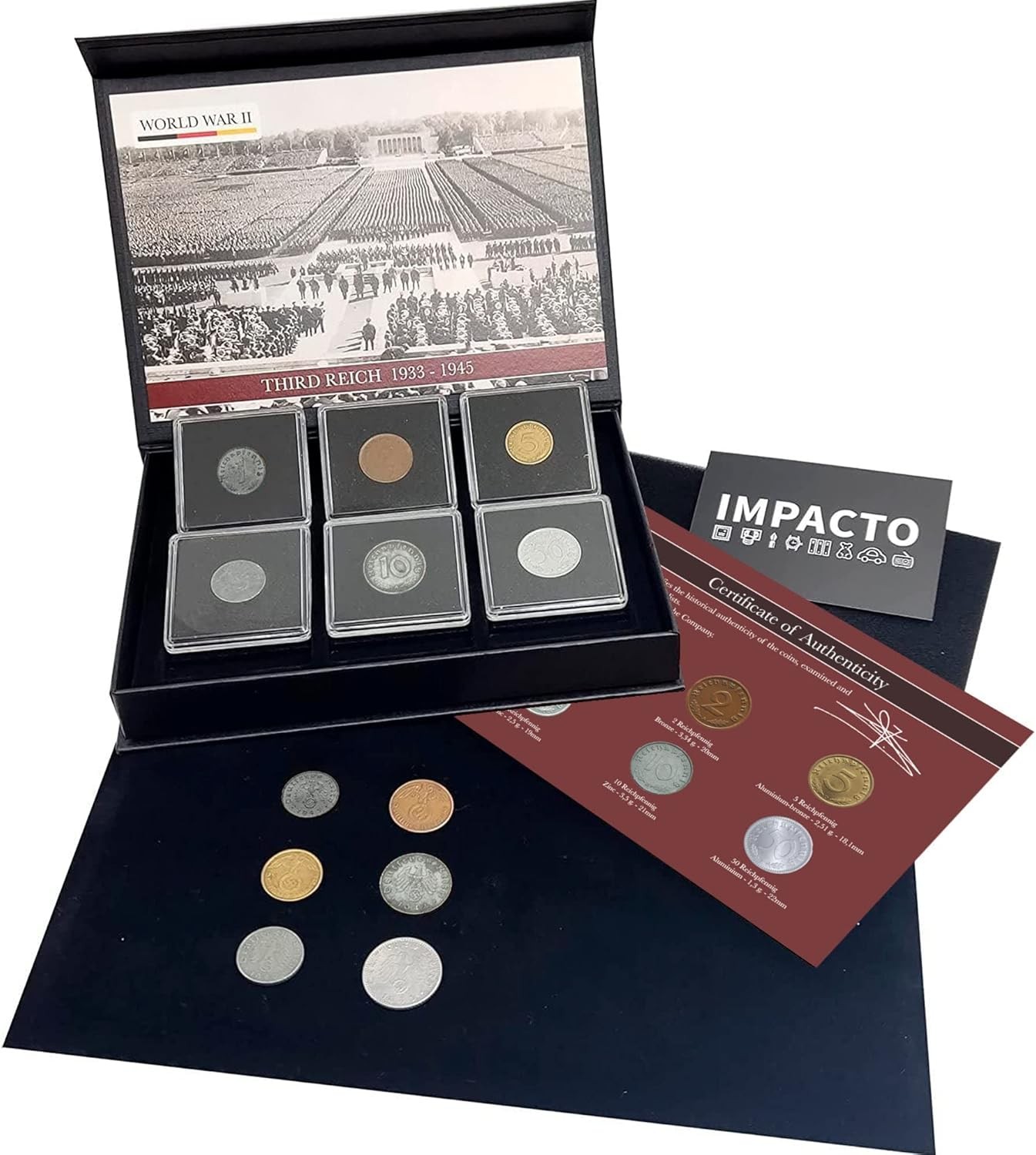 WW2 Coins - 6 Nazi Coins Issued from 1936 to 1945 - Third Reich WW2 Memorabilia WW2 Coins - 6 Nazi Coins Issued from 1936 to 1945 - Third Reich WW2 Memorabilia