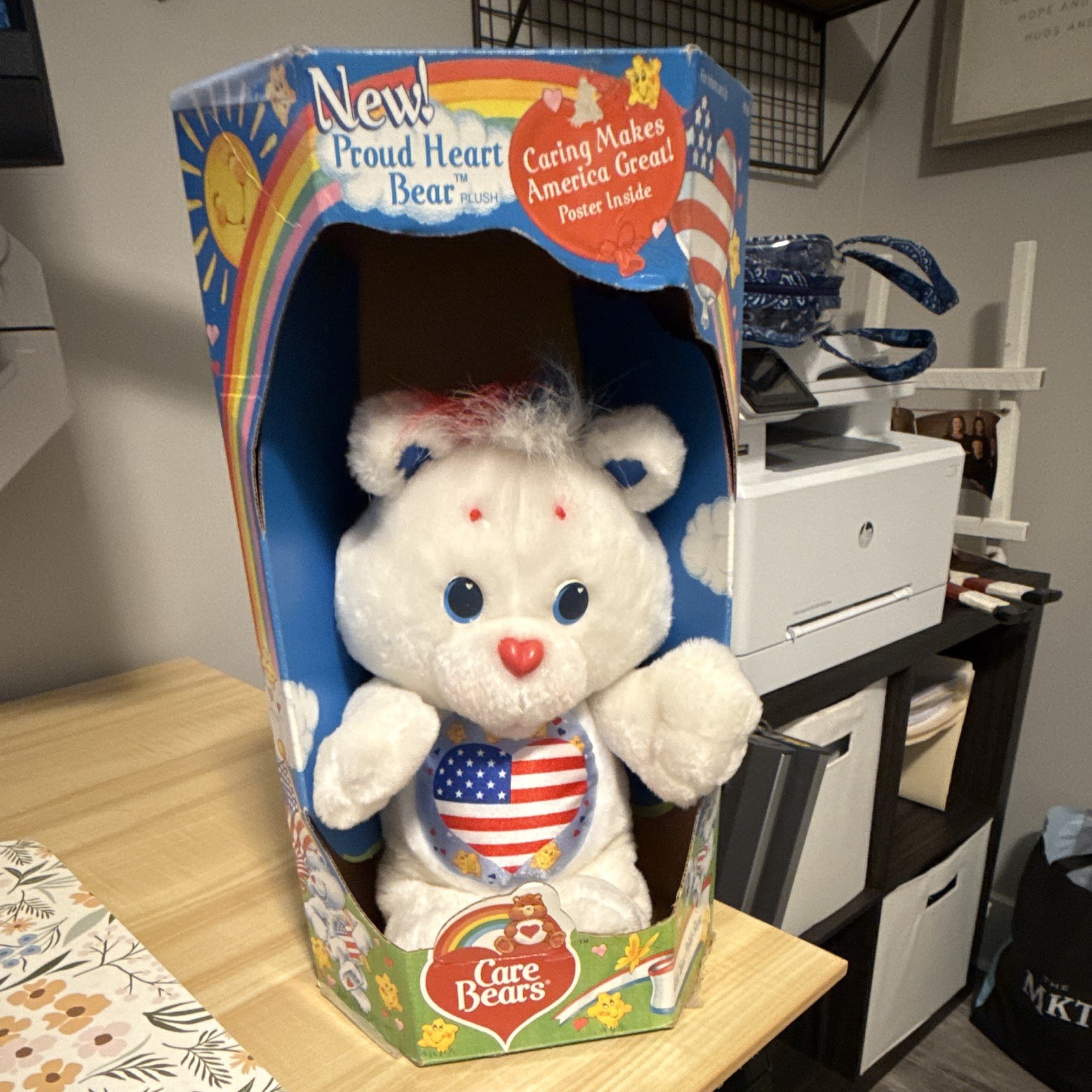 Vintage 1991 Care Bears Proud Heart Bear Plush American Flag Original Box Vintage 1991 Care Bears Proud Heart Bear Plush American Flag Original Box