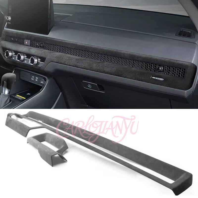 Alcantara Black Dashboard Panel Strip Cover Trim For Honda Civic 11th 2022-2026